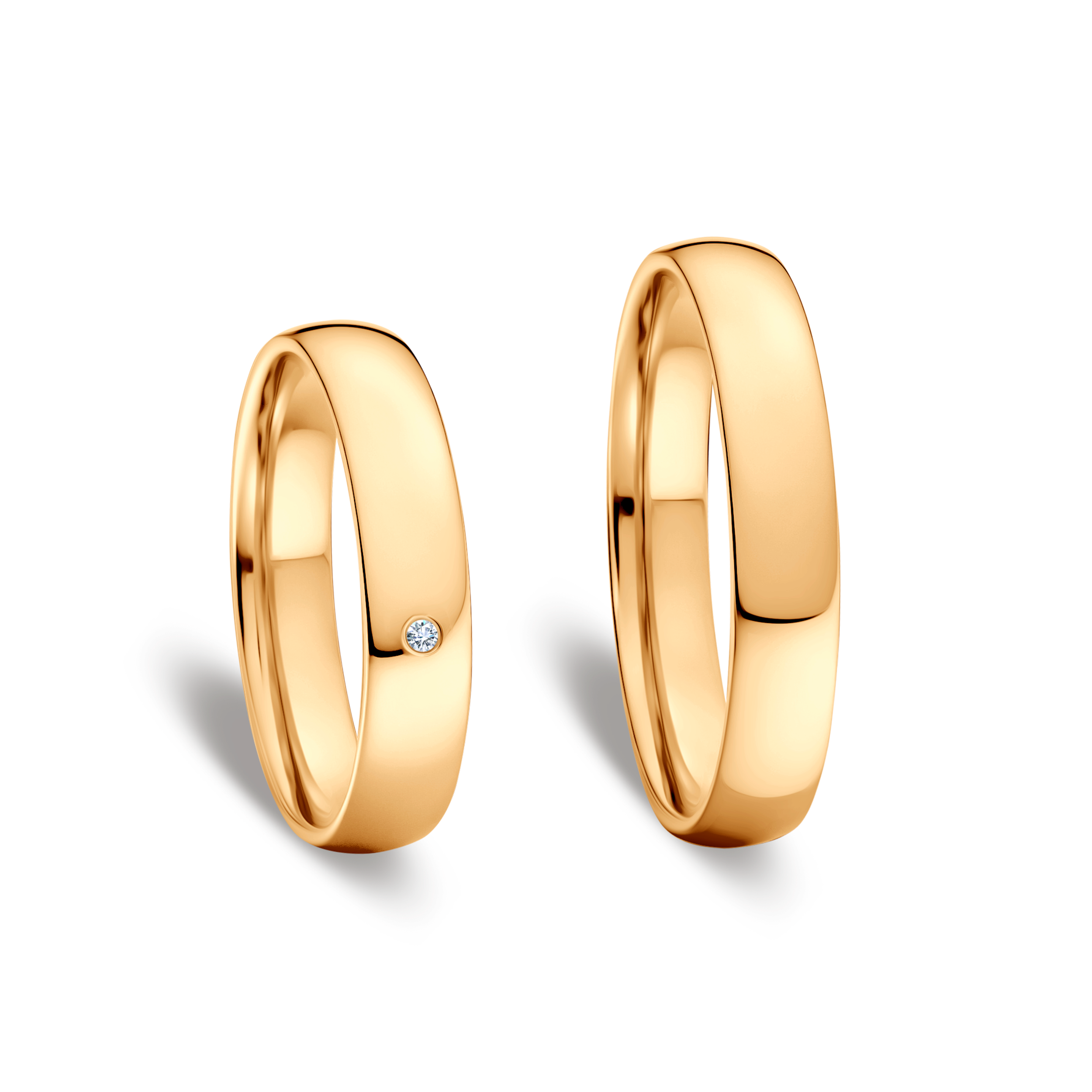 Trauringe: Gelbgold, halbrund, 4 mm