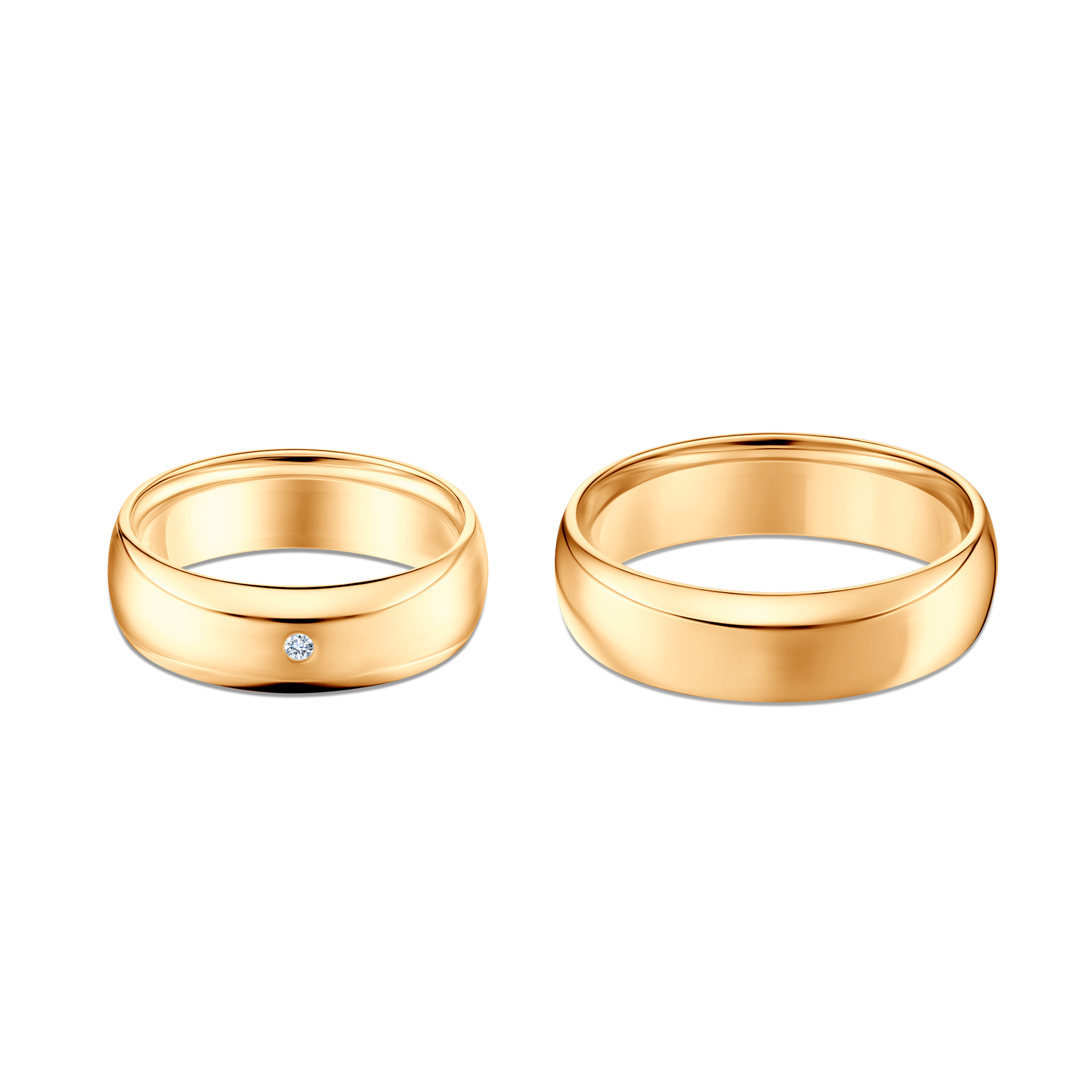 Trauringe: Gelbgold, halbrund, 6 mm