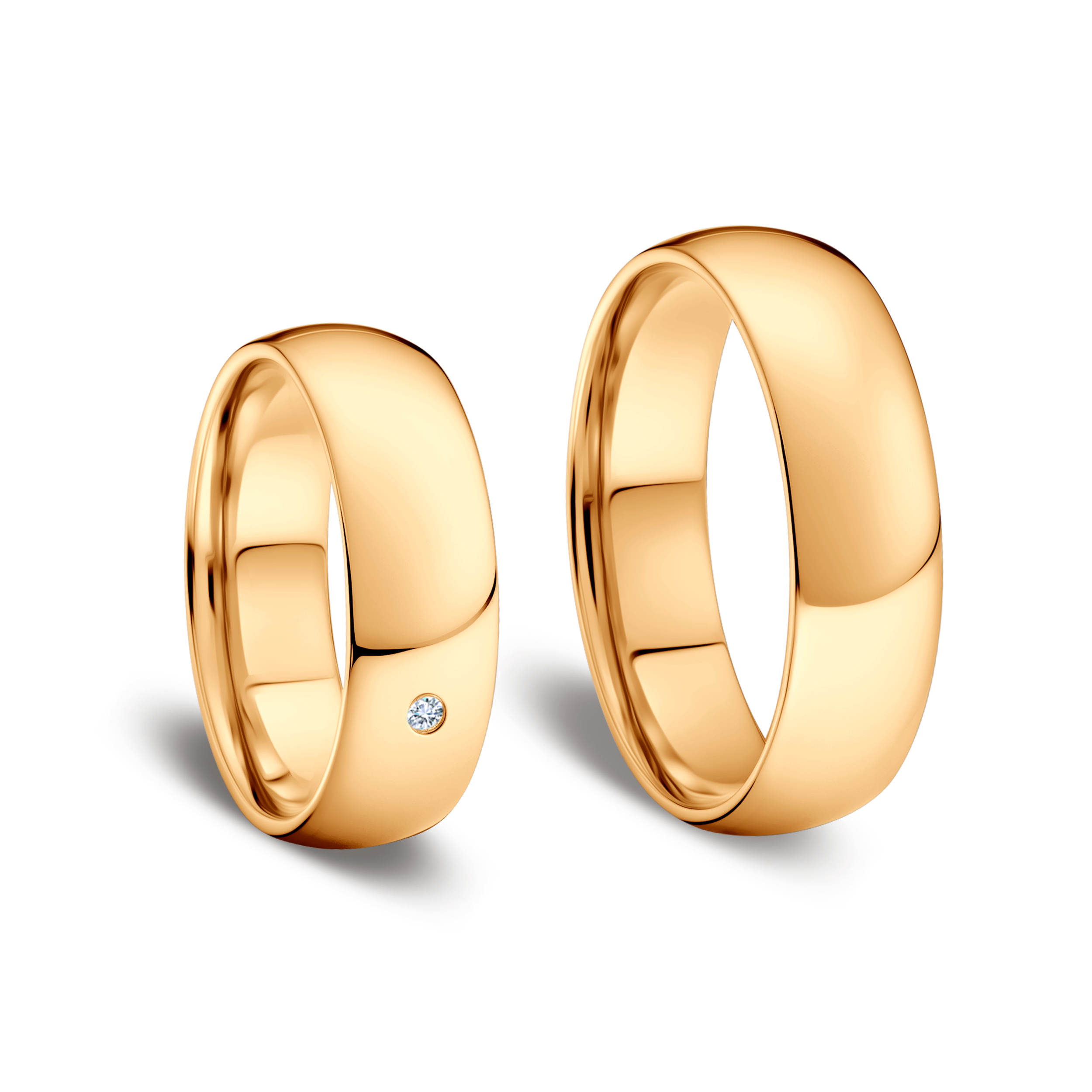 Trauringe: Gelbgold, halbrund, 6 mm