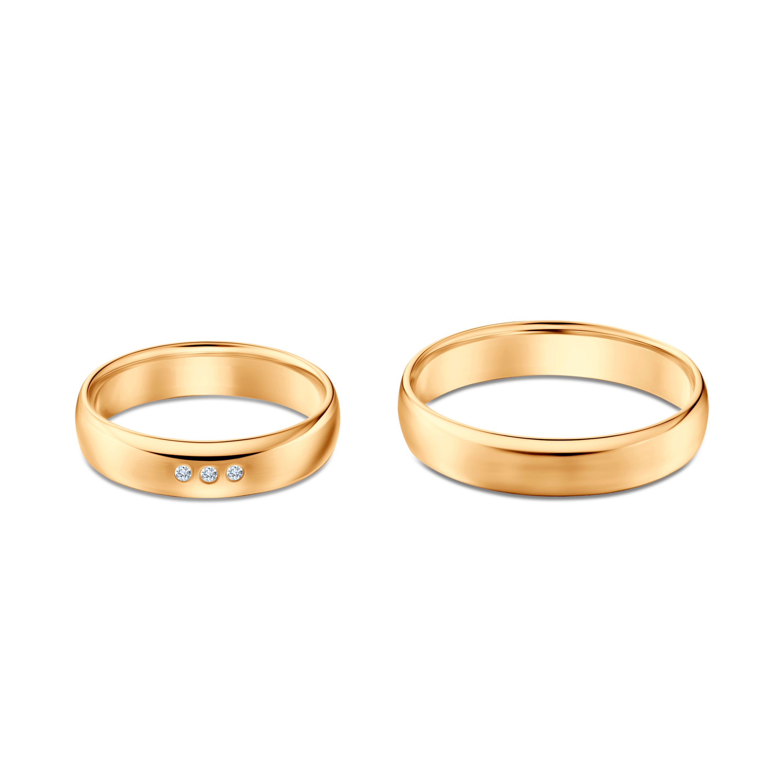 Obrączki ślubne: żółte złoto, półokrągłe, 4,5 mm