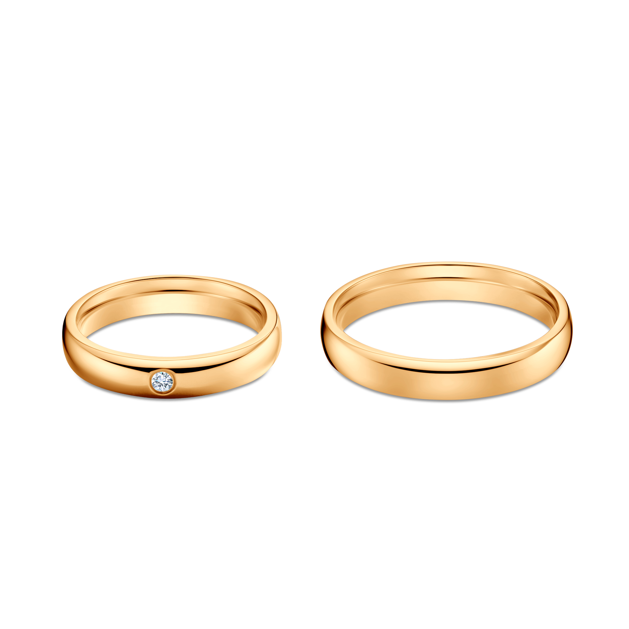 Obrączki ślubne: żółte złoto, półokrągłe, 4 mm