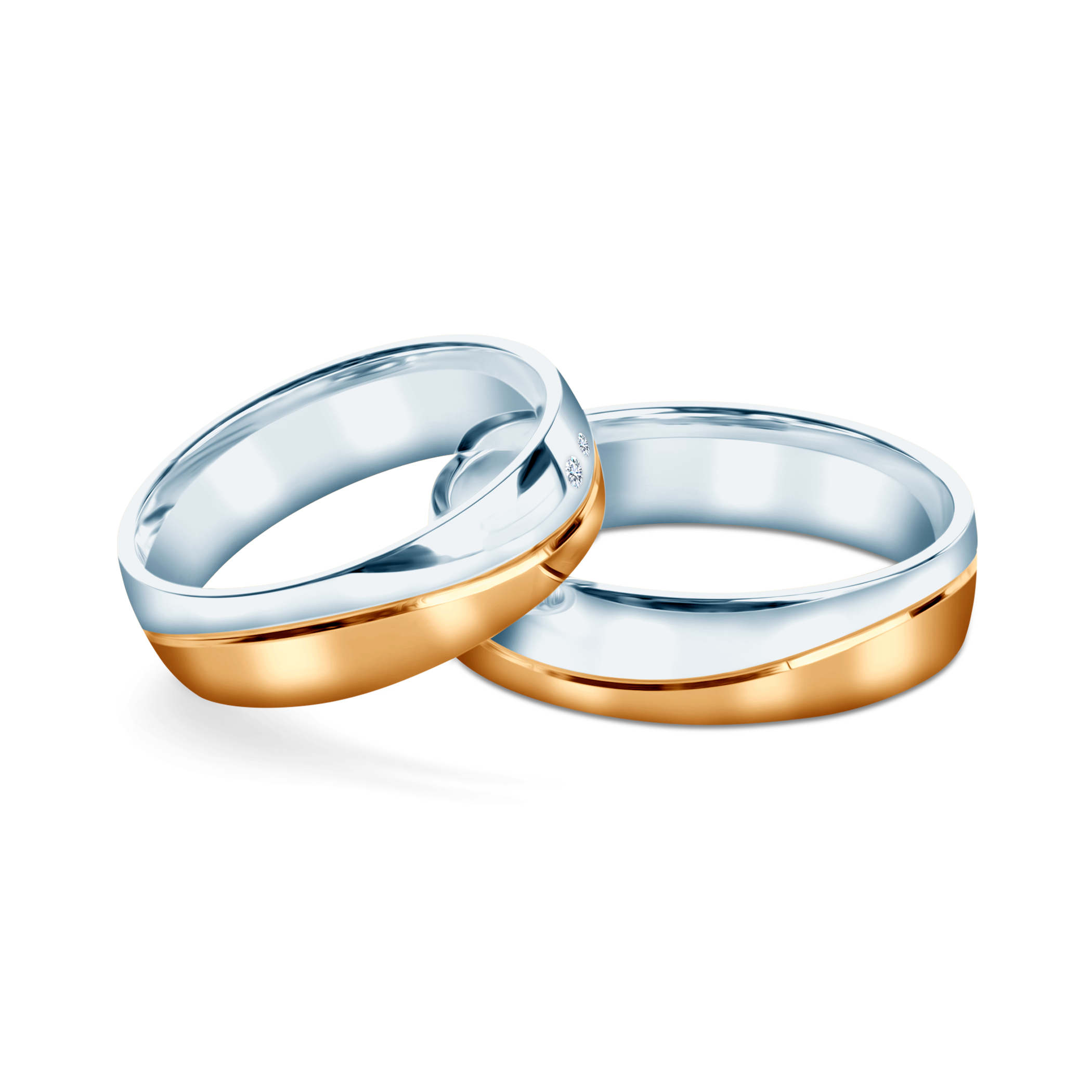 Obrączki ślubne: dwukolorowe złoto, półokrągłe, 5,5 mm