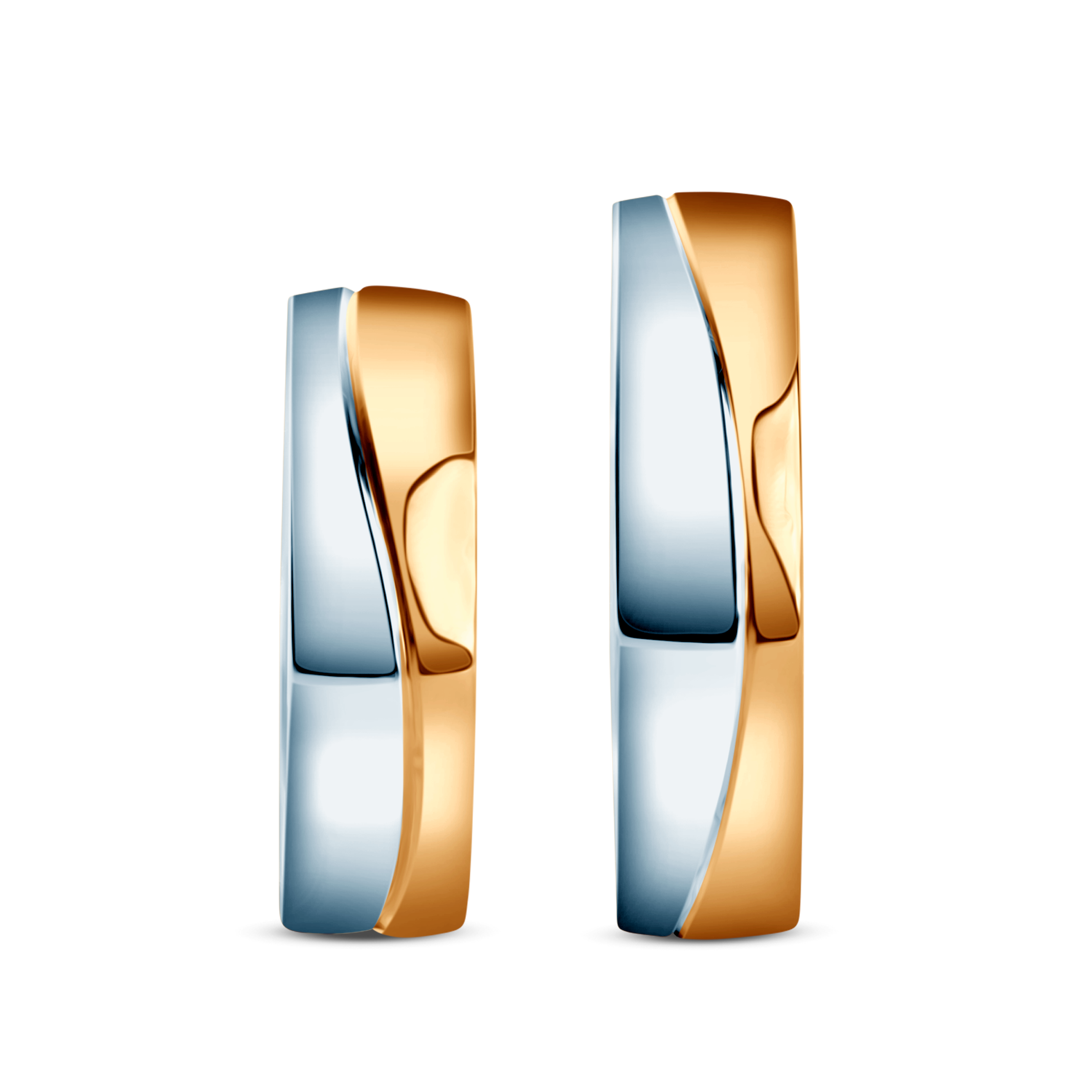 Obrączki ślubne: dwukolorowe złoto, półokrągłe, 5,5 mm - 5