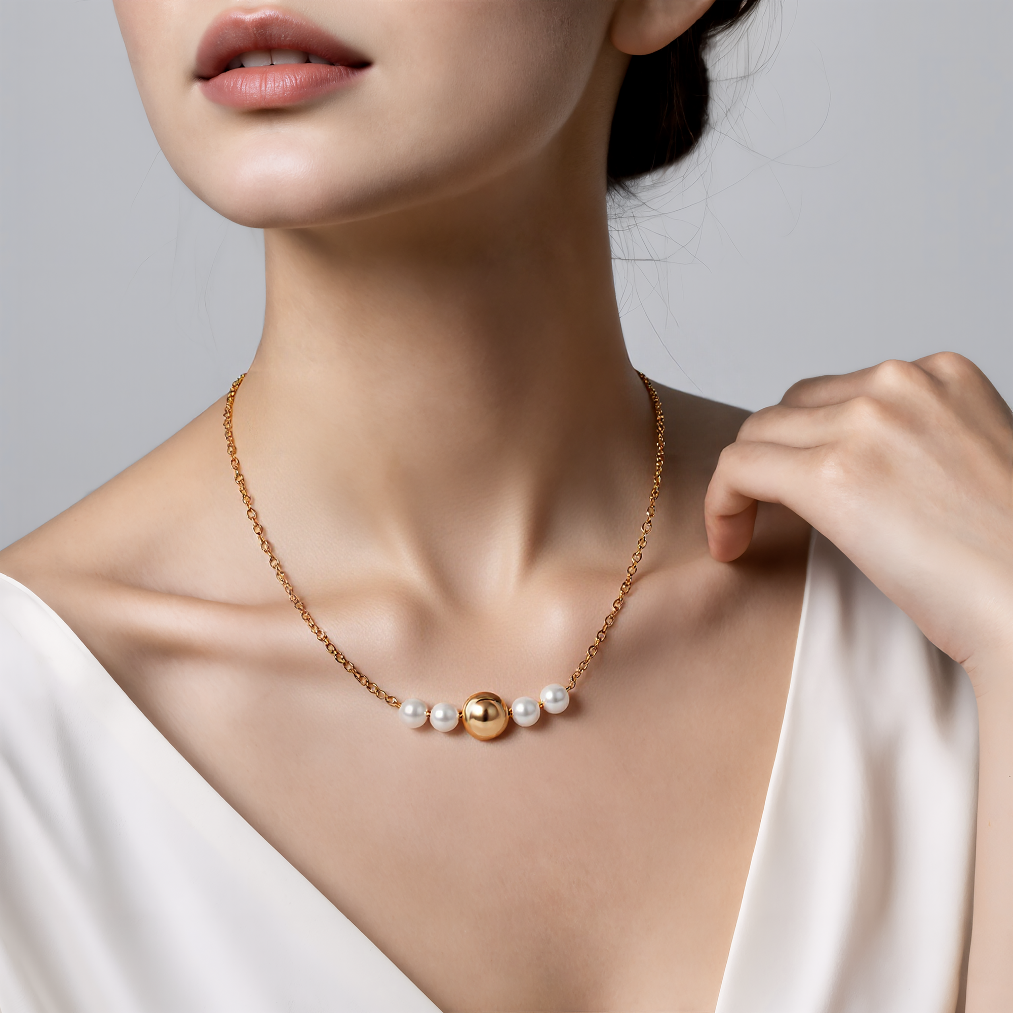 Halskette Eterniàle, vergoldetes Silber, Perlen
