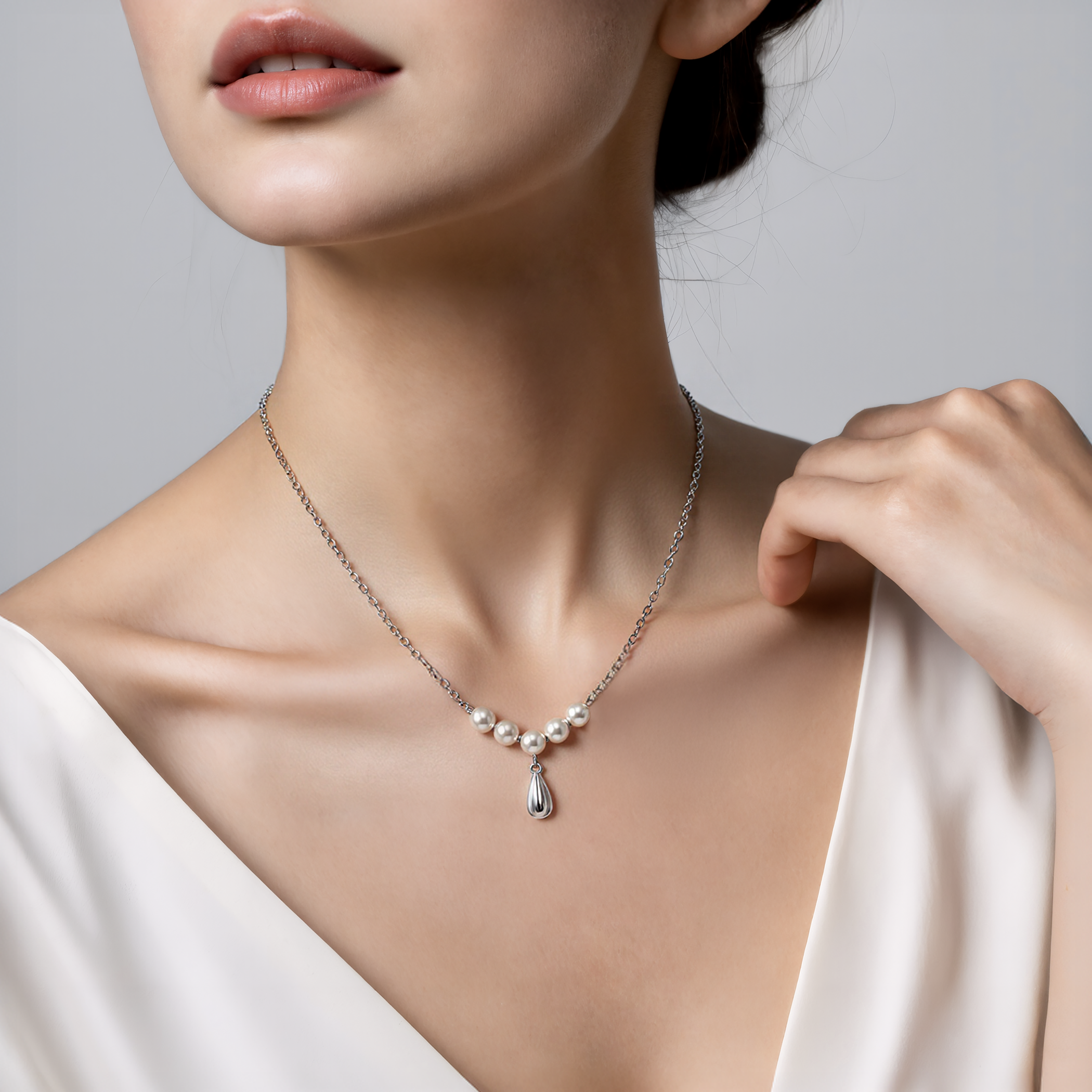 Halskette Eterniàle, Silber, Perlen