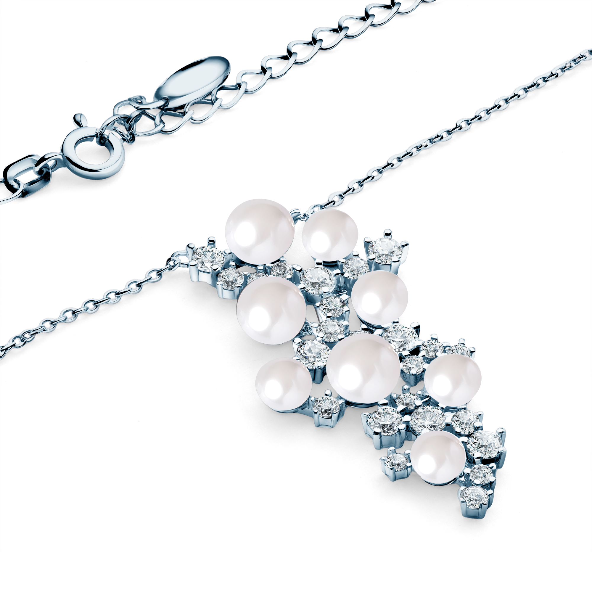 Naszyjnik srebrny z perłą 42 cm - 3