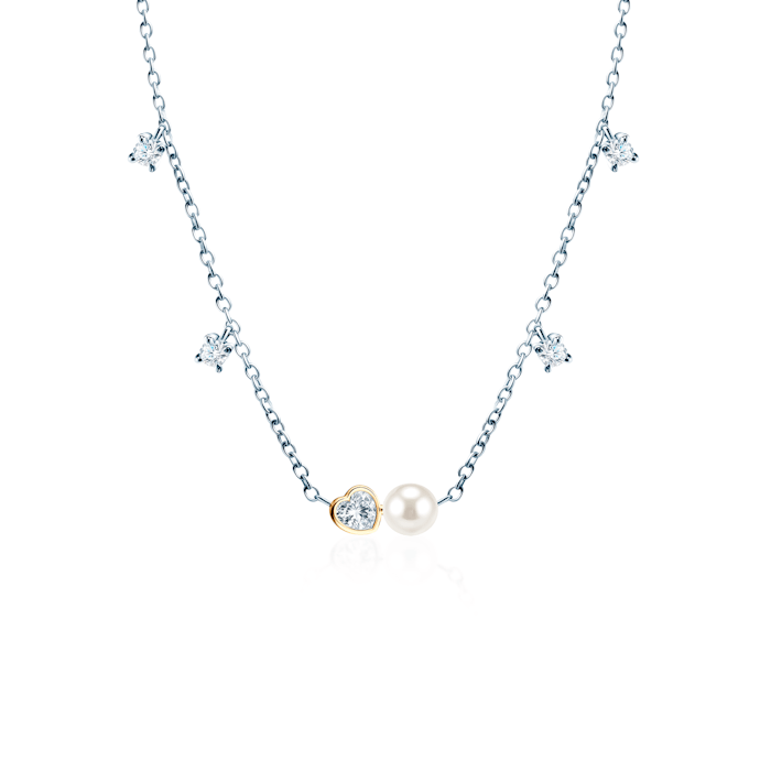 Náhrdelník Eterniàle: striebro, perly, zirkóny