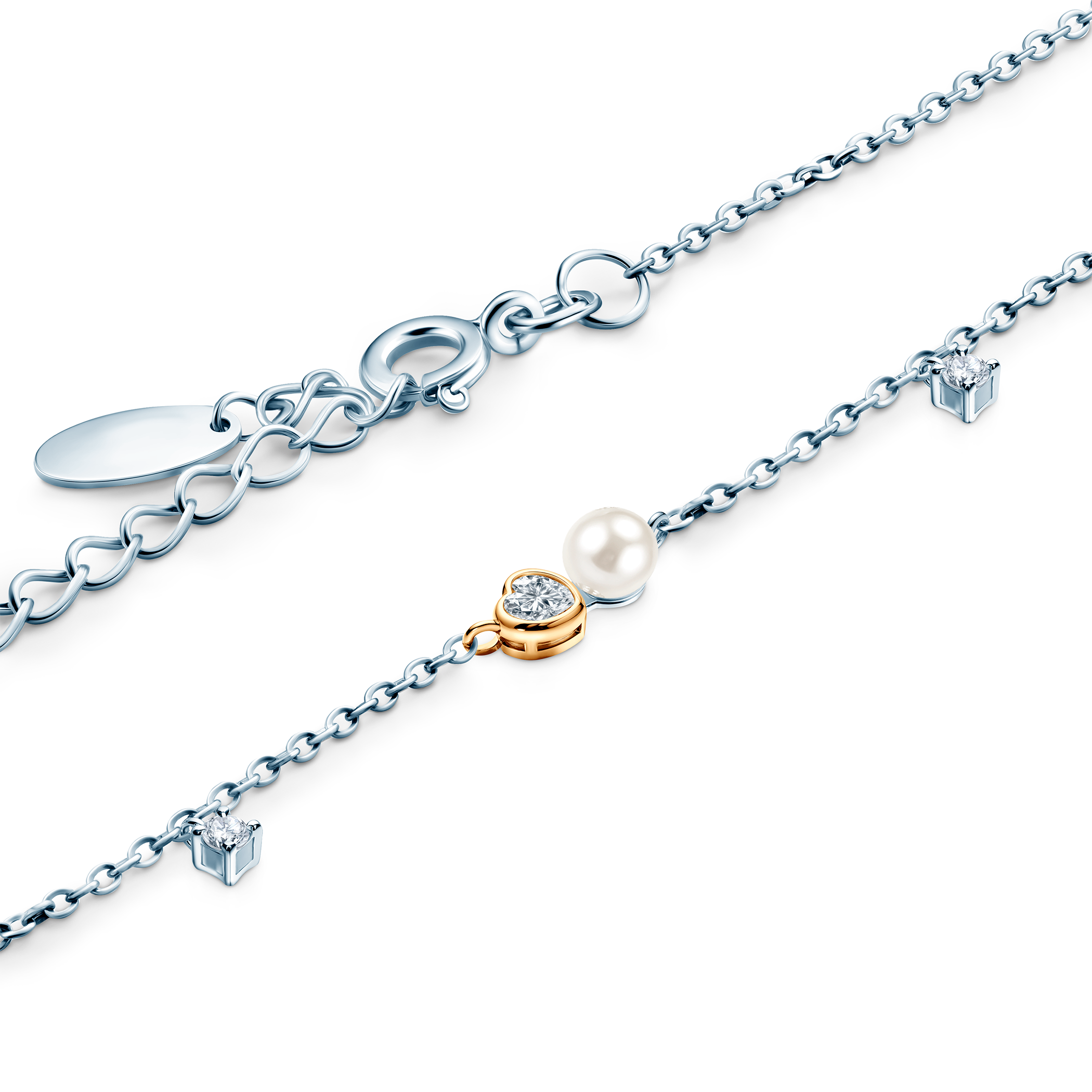 Naszyjnik Eterniàle, srebro, perły, cyrkonie