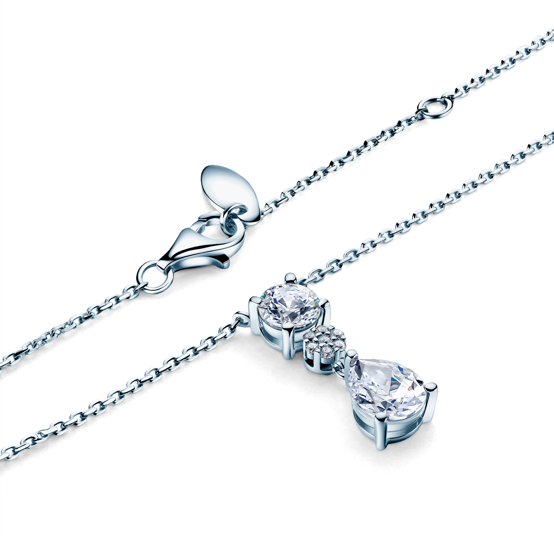 Naszyjnik srebrny z cyrkonią 46 cm - 3