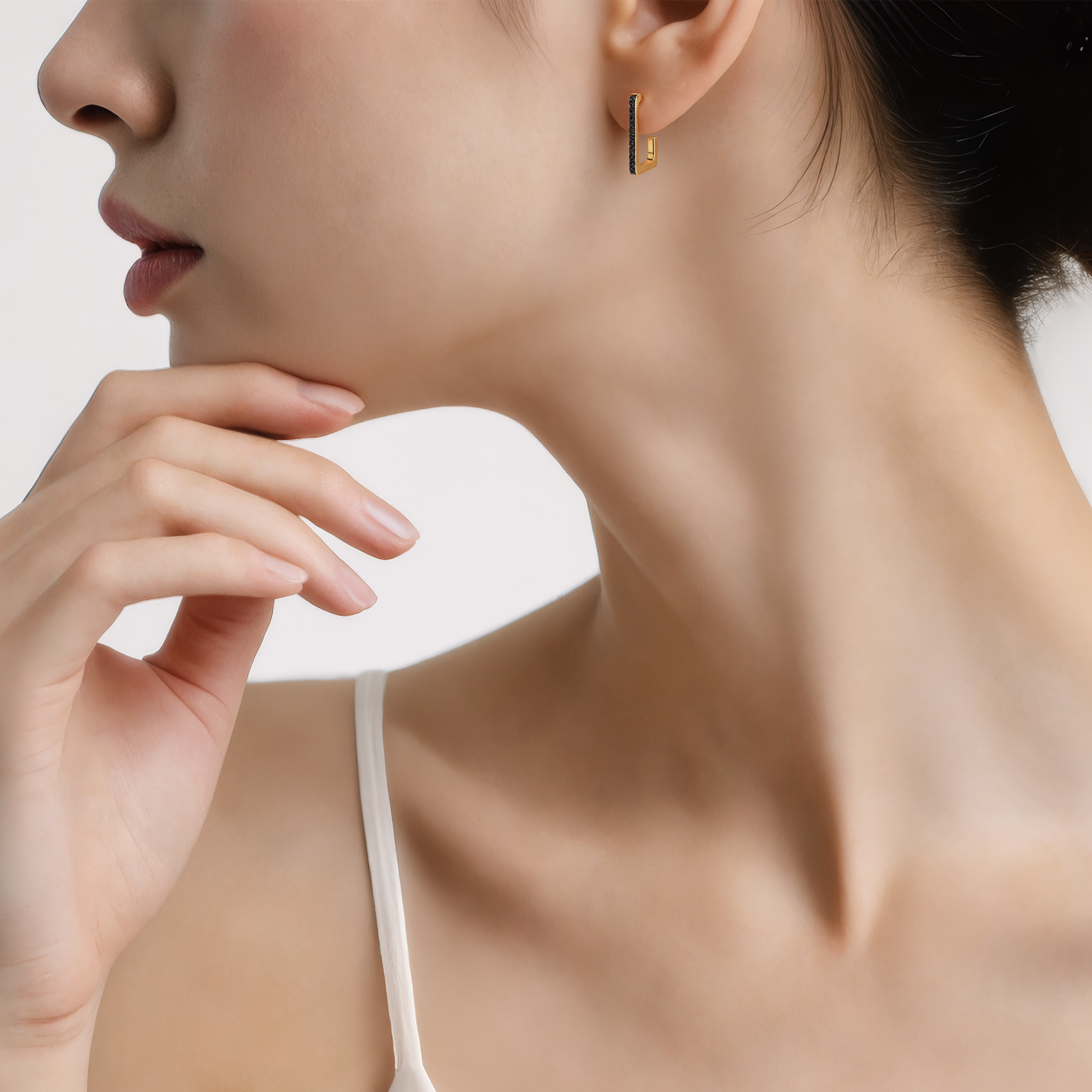 Kolczyki Savicki: dwukolorowe złoto, czarne diamenty - 5