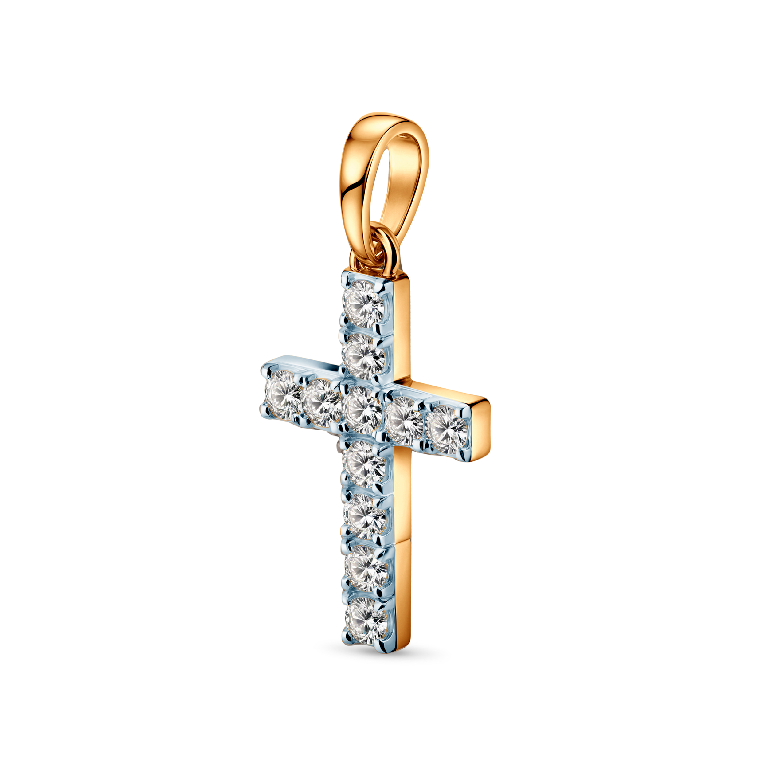 Anhänger Savicki Kreuz: zweifarbiges Gold, Diamanten - 3