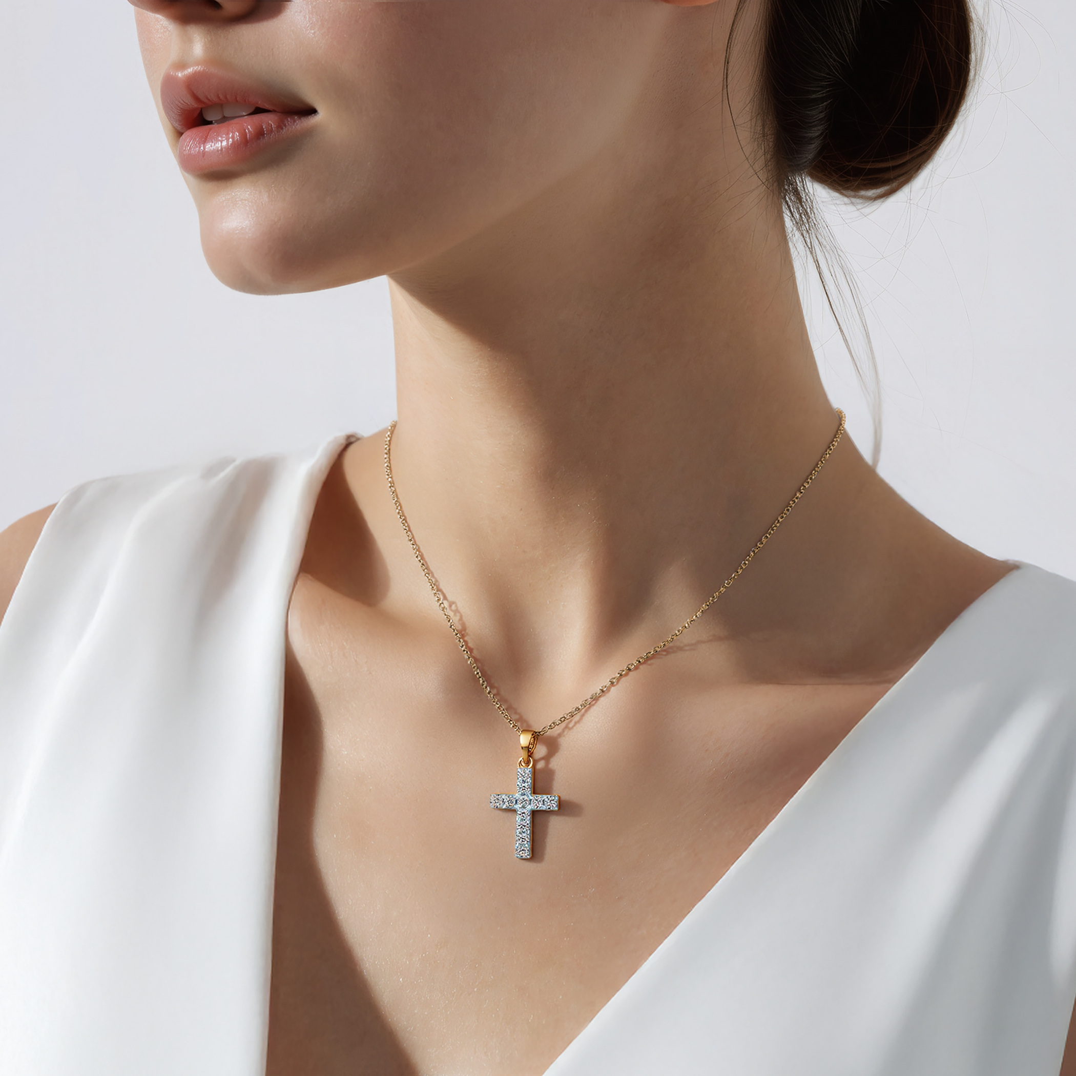 Anhänger Savicki Kreuz: zweifarbiges Gold, Diamanten - 4