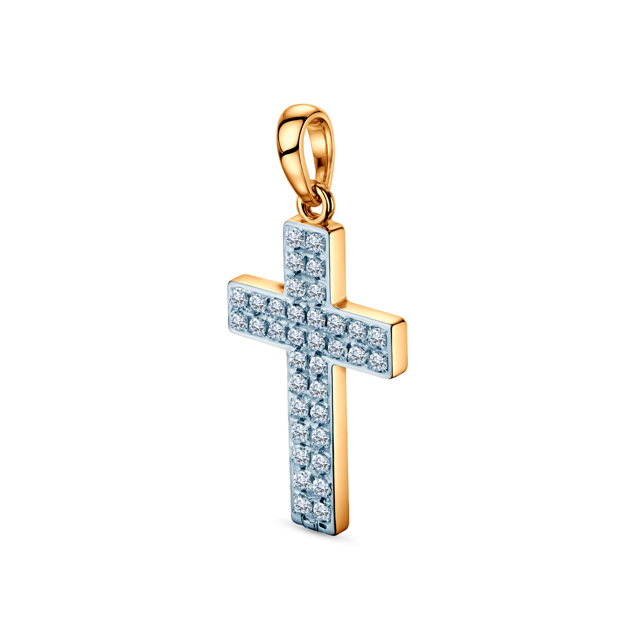 Anhänger Savicki Kreuz: zweifarbiges Gold, Diamanten - 3