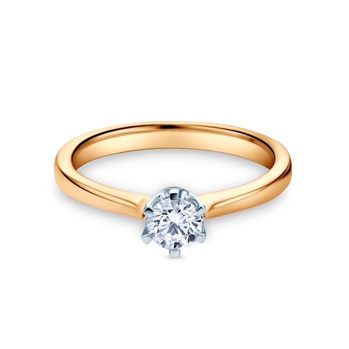 Pierścionek zaręczynowy SAVICKI: dwukolorowe złoto, diament laboratoryjny