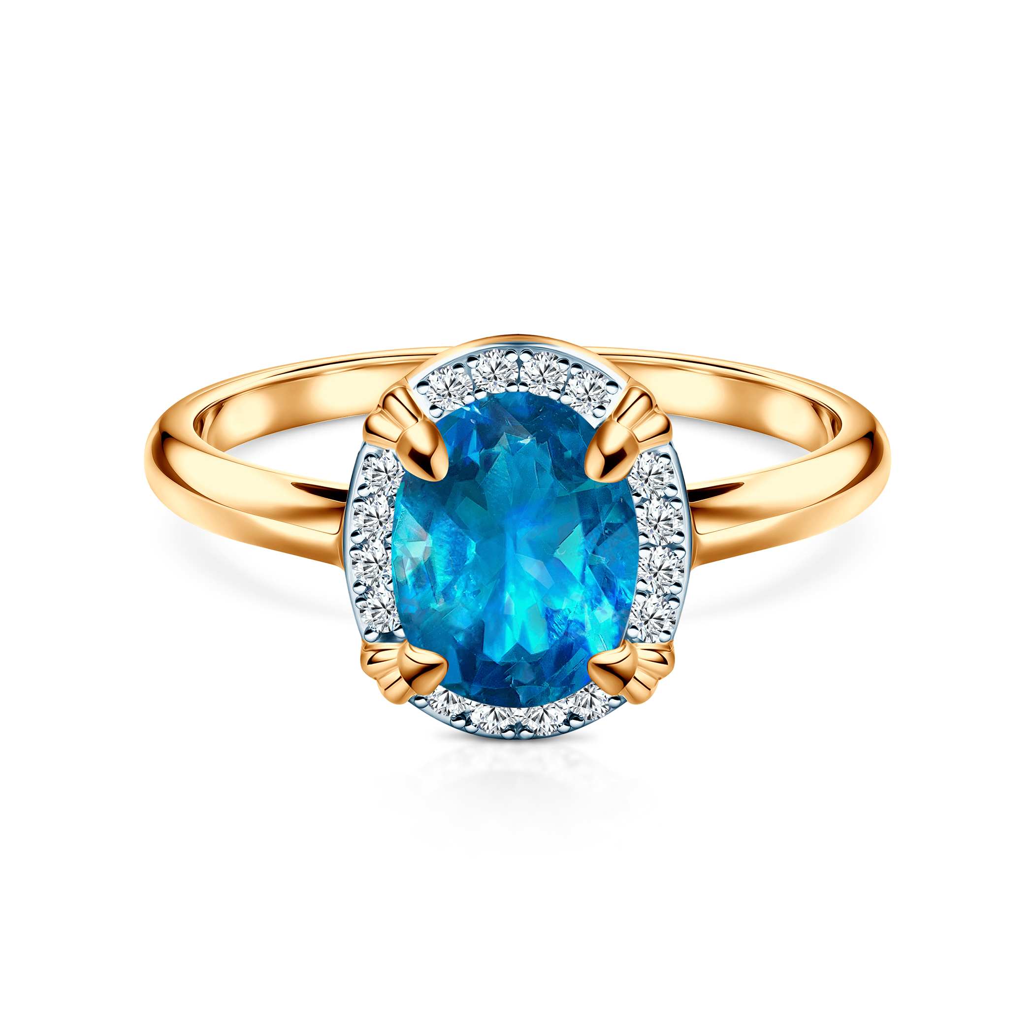 Pierścionek zaręczynowy SAVICKI: dwukolorowe złoto, topaz, diamenty