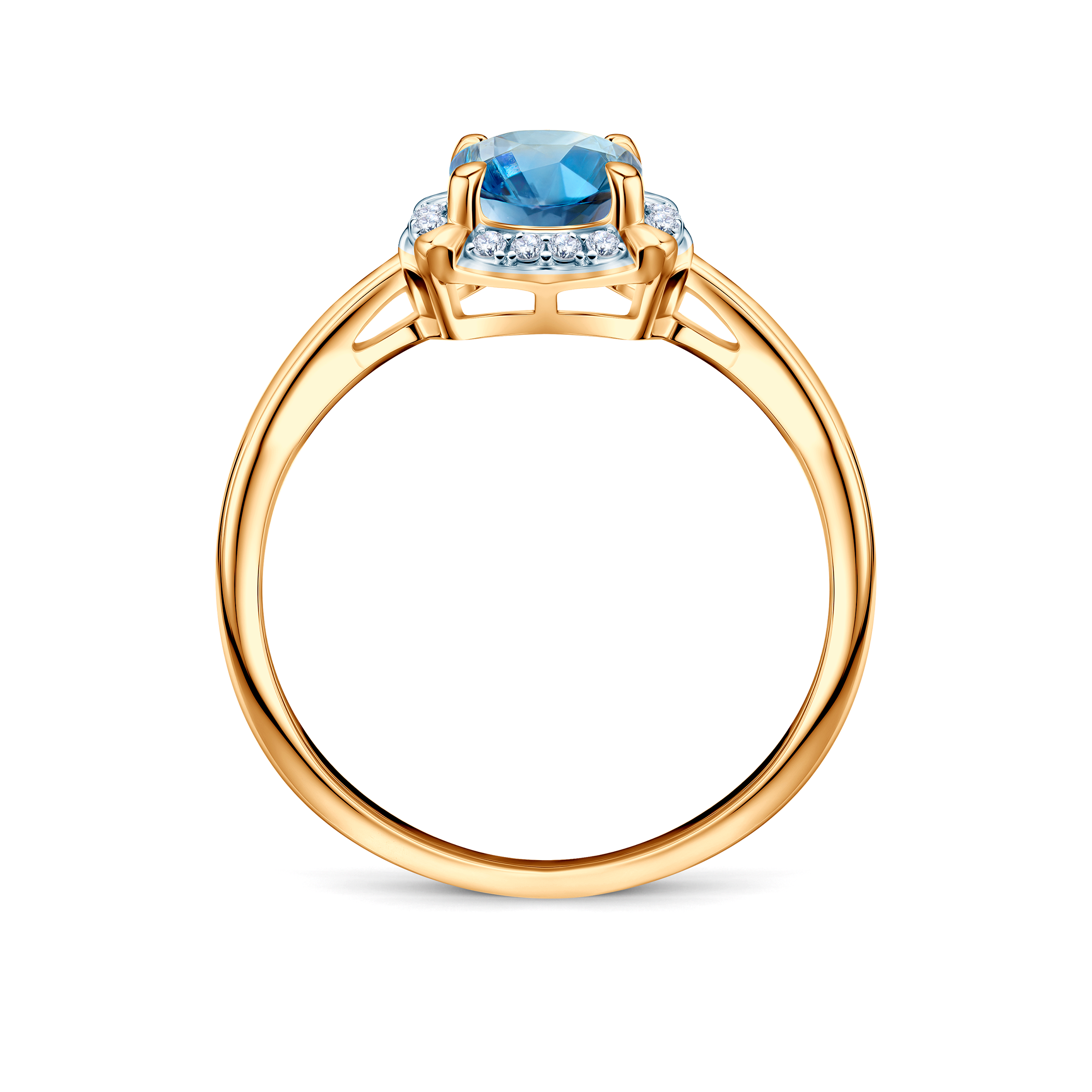 Verlobungsring SAVICKI: zweifarbiges Gold, Topas, Diamanten