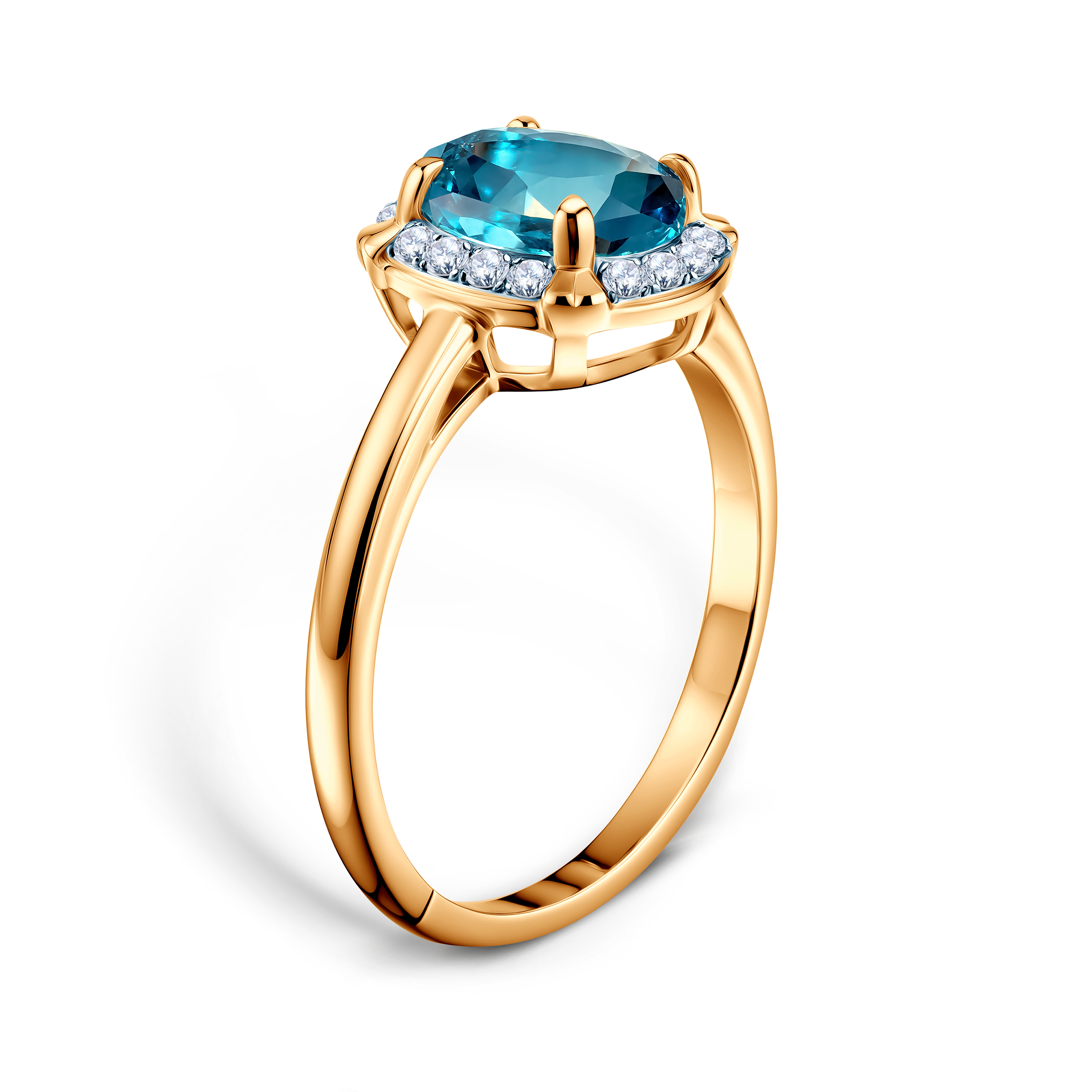 Verlobungsring SAVICKI: zweifarbiges Gold, Topas, Diamanten