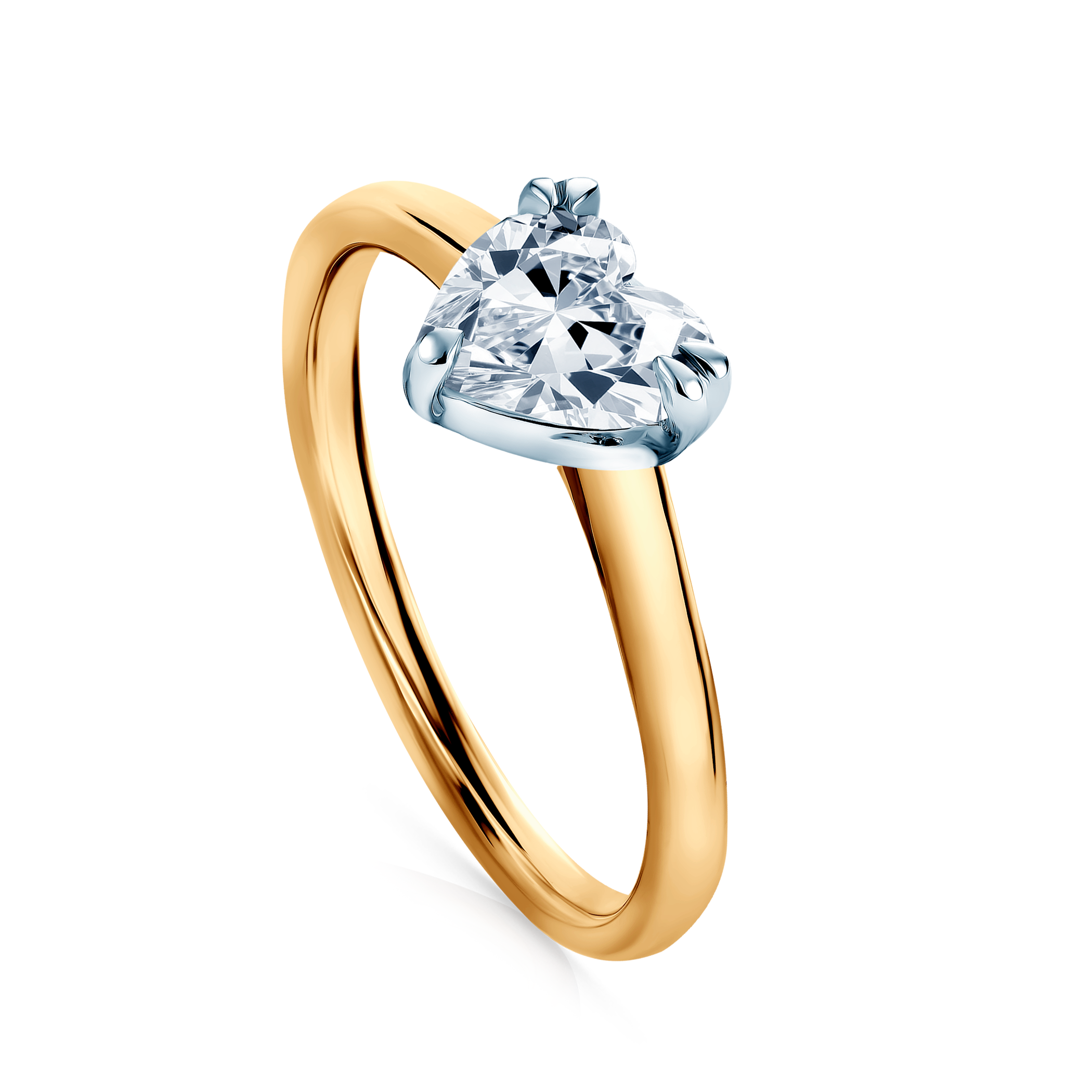 Pierścionek zaręczynowy serce SAVICKI: dwukolorowe złoto, diament laboratoryjny - 4