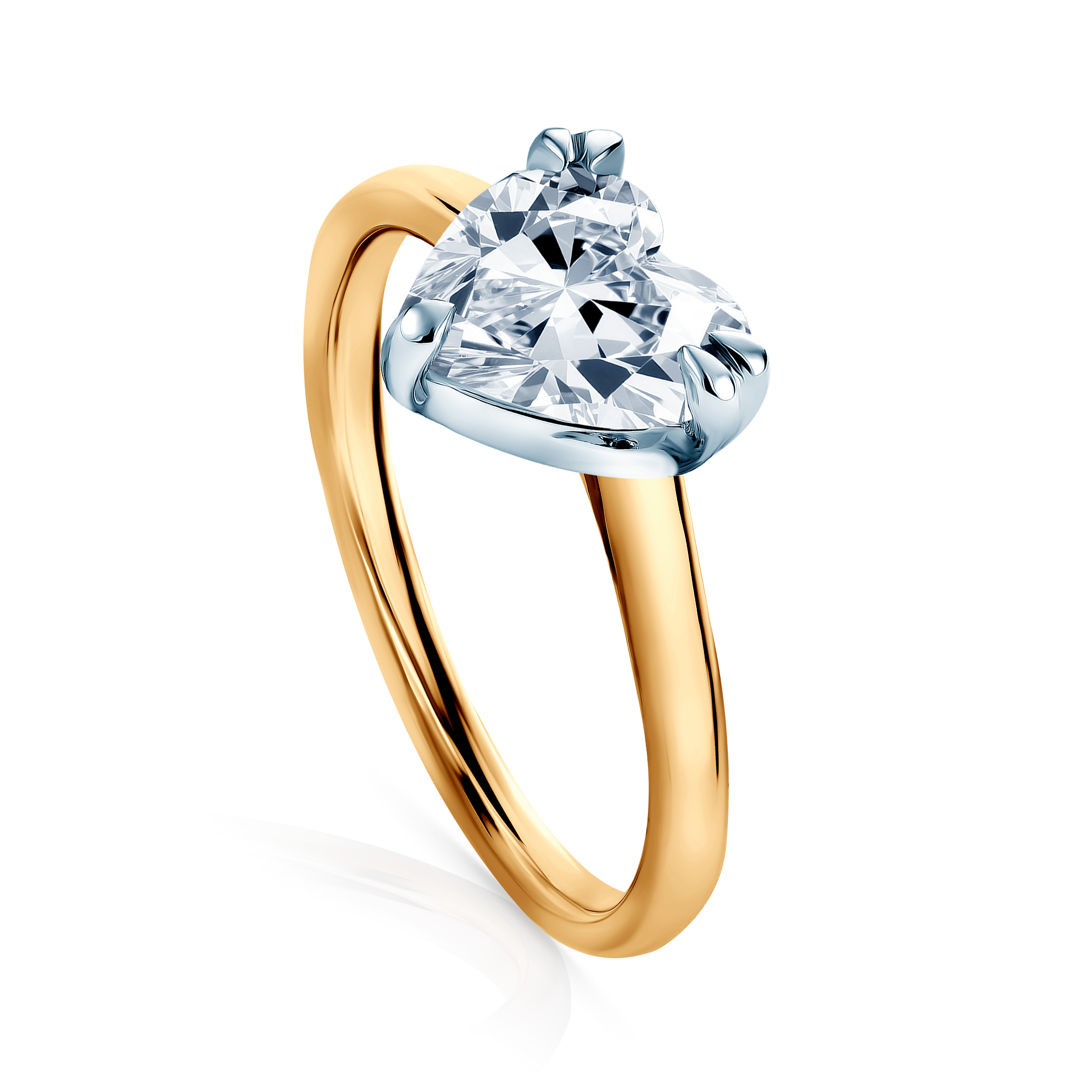 Pierścionek zaręczynowy serce SAVICKI: dwukolorowe złoto, diament laboratoryjny - 5