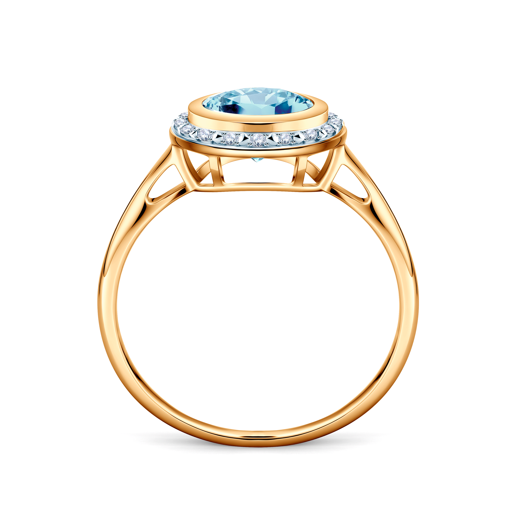 Verlobungsring SAVICKI: zweifarbiges Gold, Topas, Diamanten