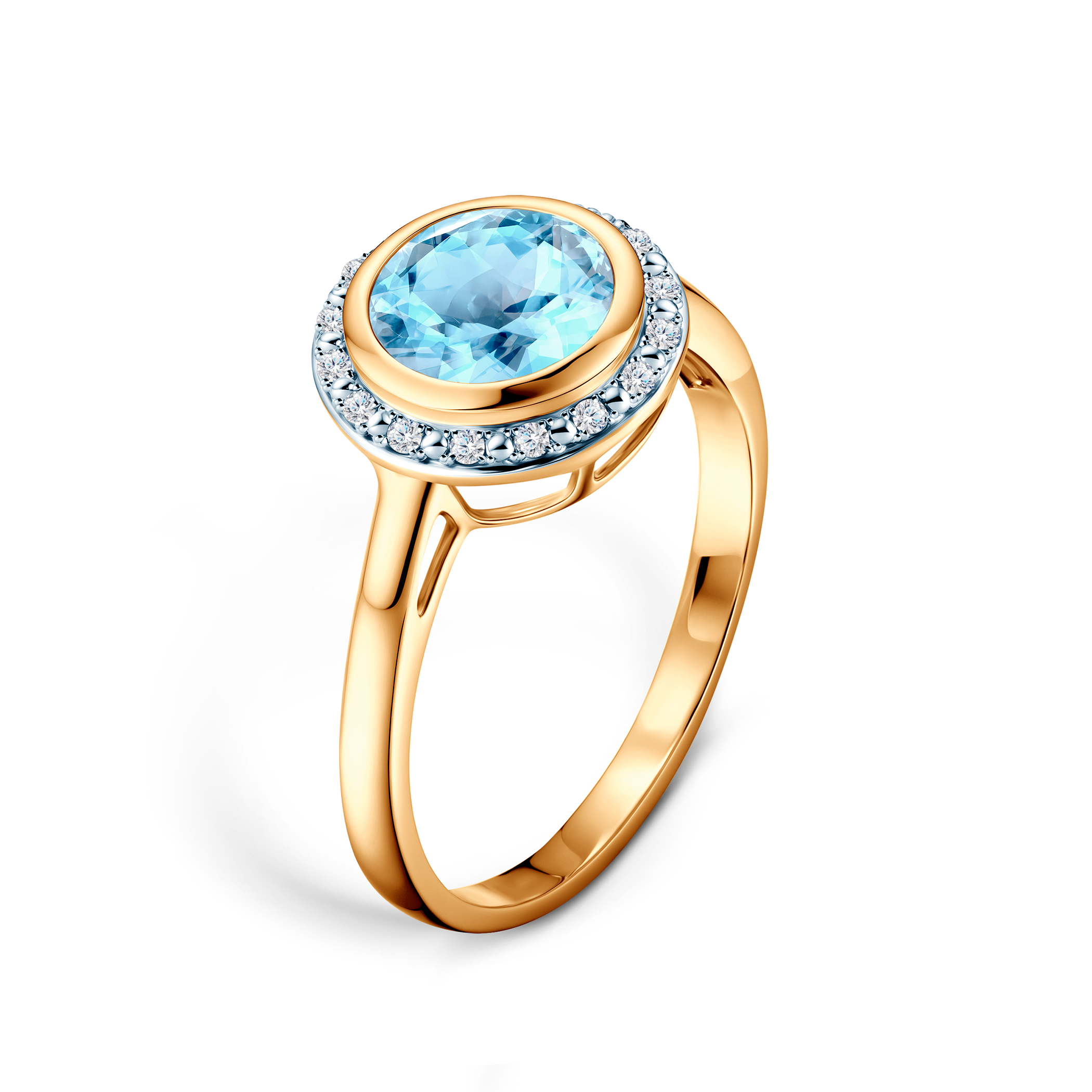 Verlobungsring SAVICKI: zweifarbiges Gold, Topas, Diamanten