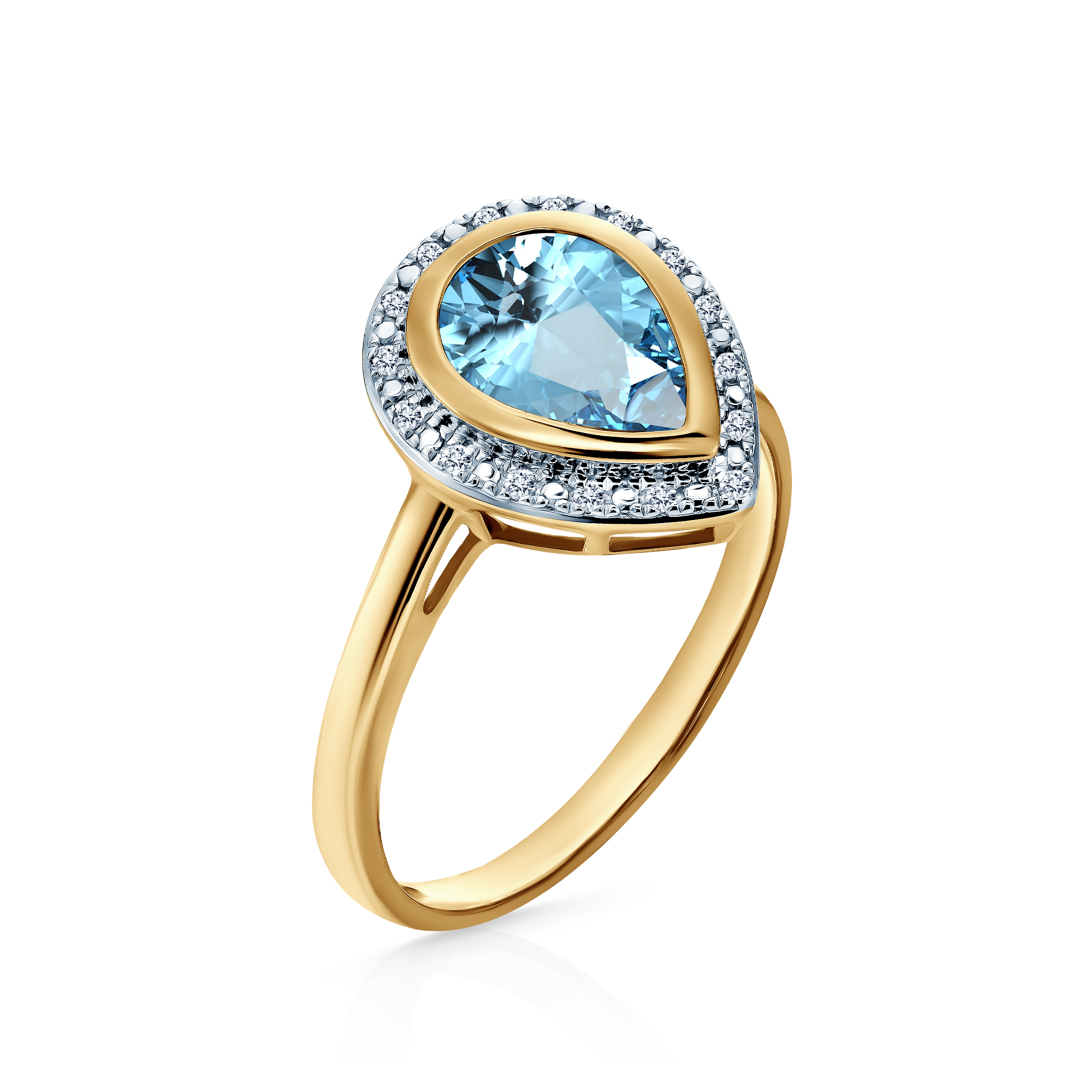 Verlobungsring SAVICKI: zweifarbiges Gold, Topas, Diamanten