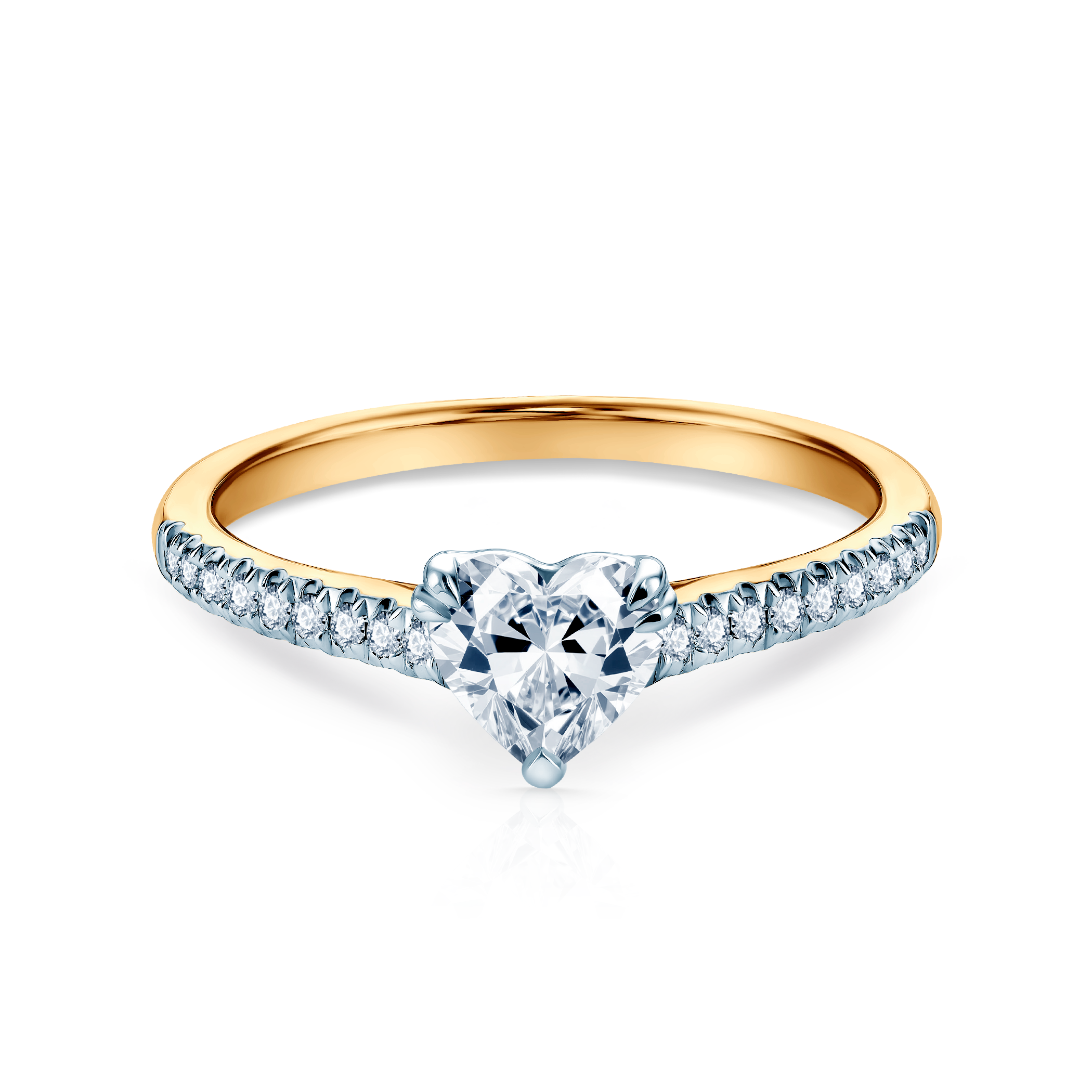 Pierścionek zaręczynowy serce SAVICKI: dwukolorowe złoto, diament laboratoryjny