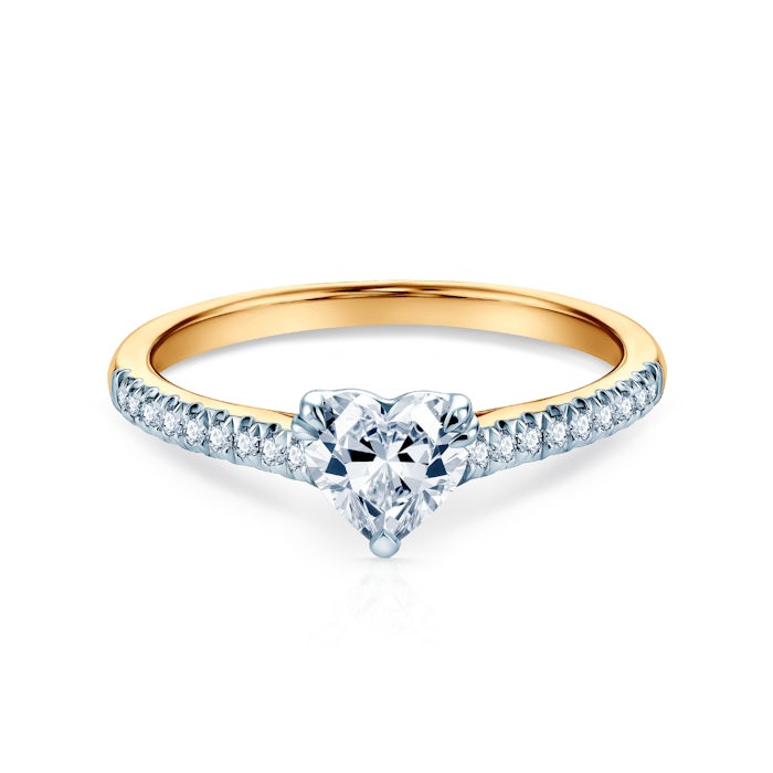 Pierścionek zaręczynowy serce SAVICKI: dwukolorowe złoto, diament laboratoryjny