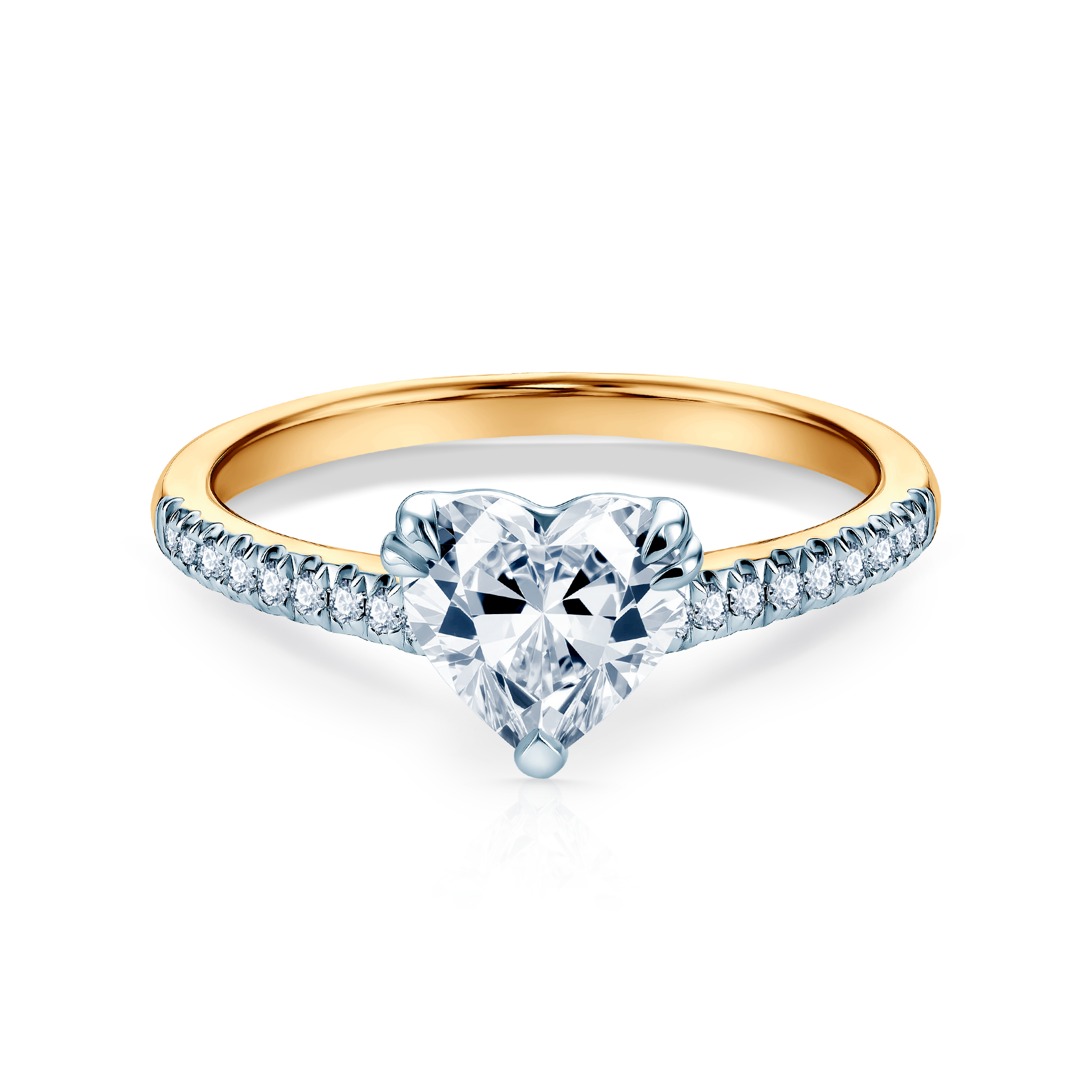 Pierścionek zaręczynowy serce SAVICKI: dwukolorowe złoto, diament laboratoryjny