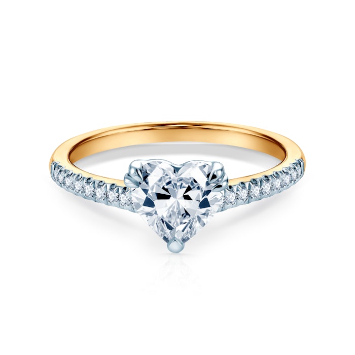 Pierścionek zaręczynowy serce SAVICKI: dwukolorowe złoto, diament laboratoryjny