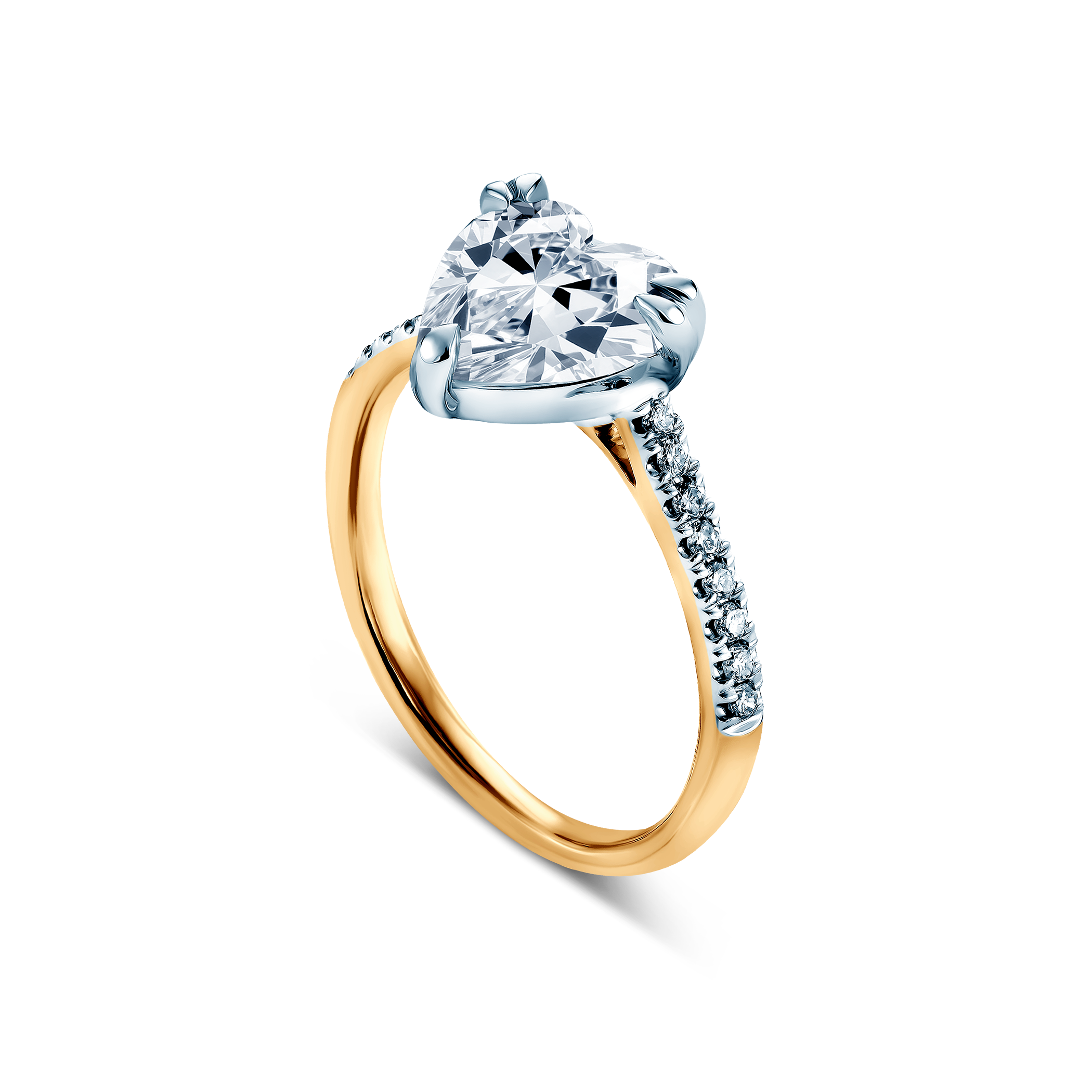 Pierścionek zaręczynowy serce SAVICKI: dwukolorowe złoto, diament laboratoryjny - 4