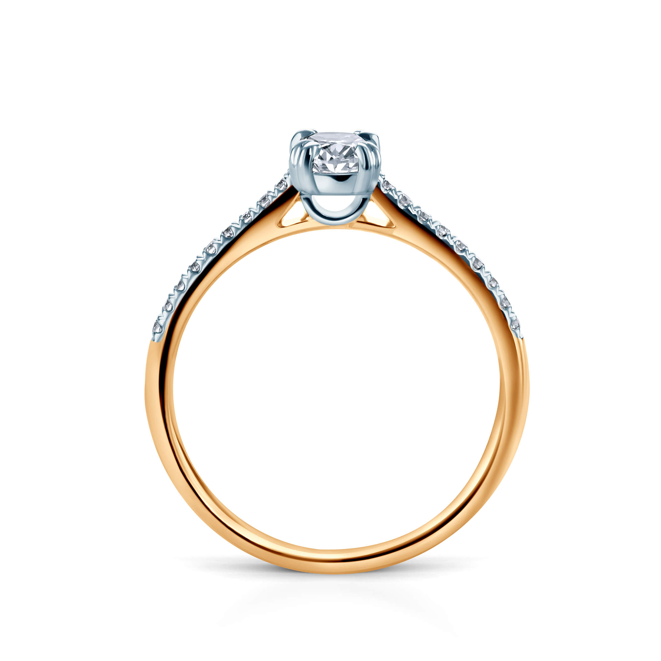 Verlobungsring SAVICKI: zweifarbiges Gold, Labordiamant