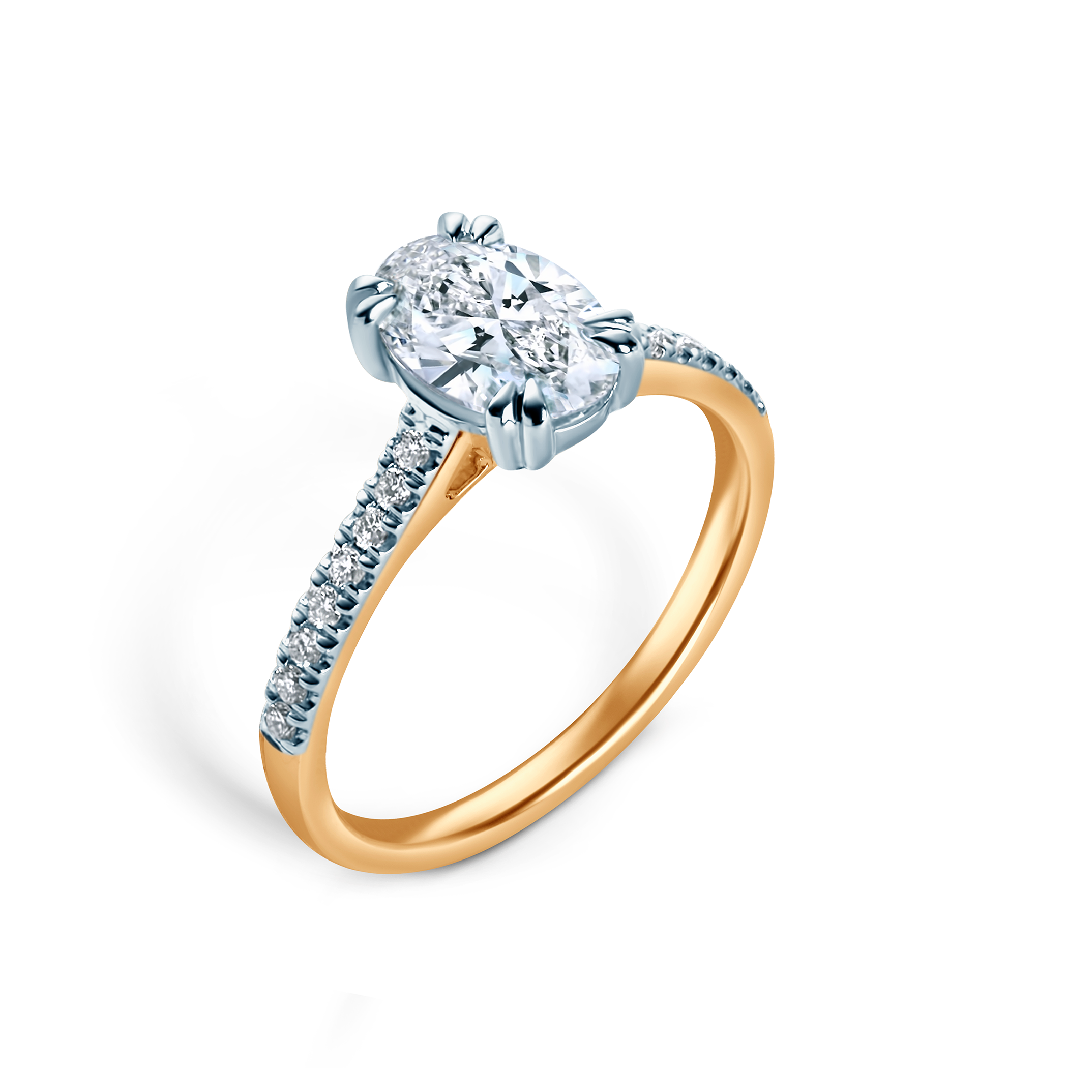 Verlobungsring SAVICKI: zweifarbiges Gold, Labordiamant