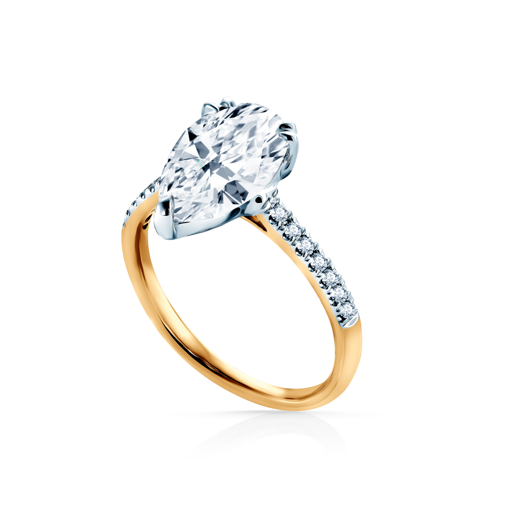 Verlobungsring SAVICKI: zweifarbiges Gold, Labordiamant