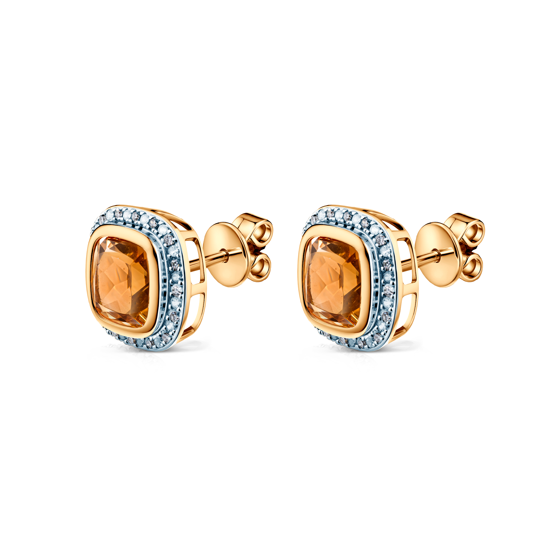 Kolczyki Savicki: dwukolorowe złoto, cytryny, diamenty - 4