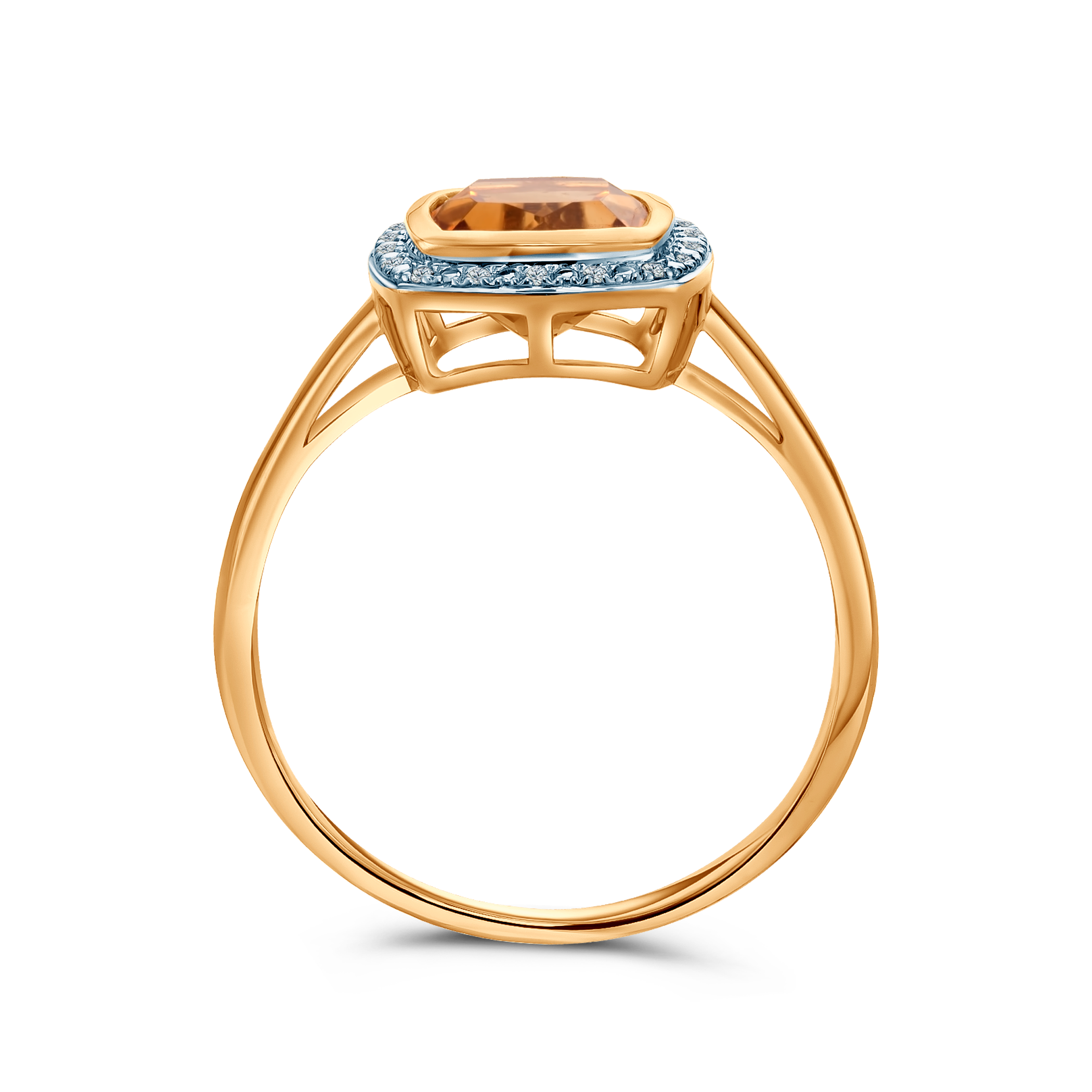 Pierścionek zaręczynowy SAVICKI: dwukolorowe złoto, cytryn, diamenty