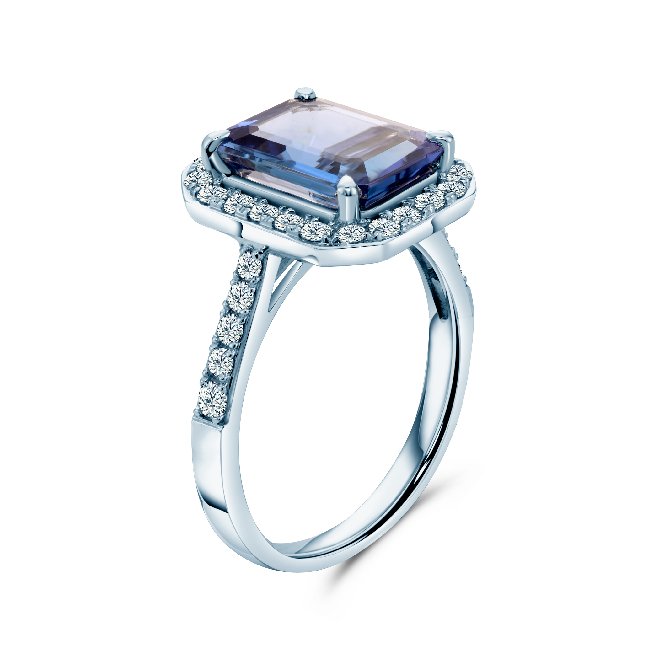 Pierścionek zaręczynowy SAVICKI: białe złoto, tanzanit, diamenty - 4