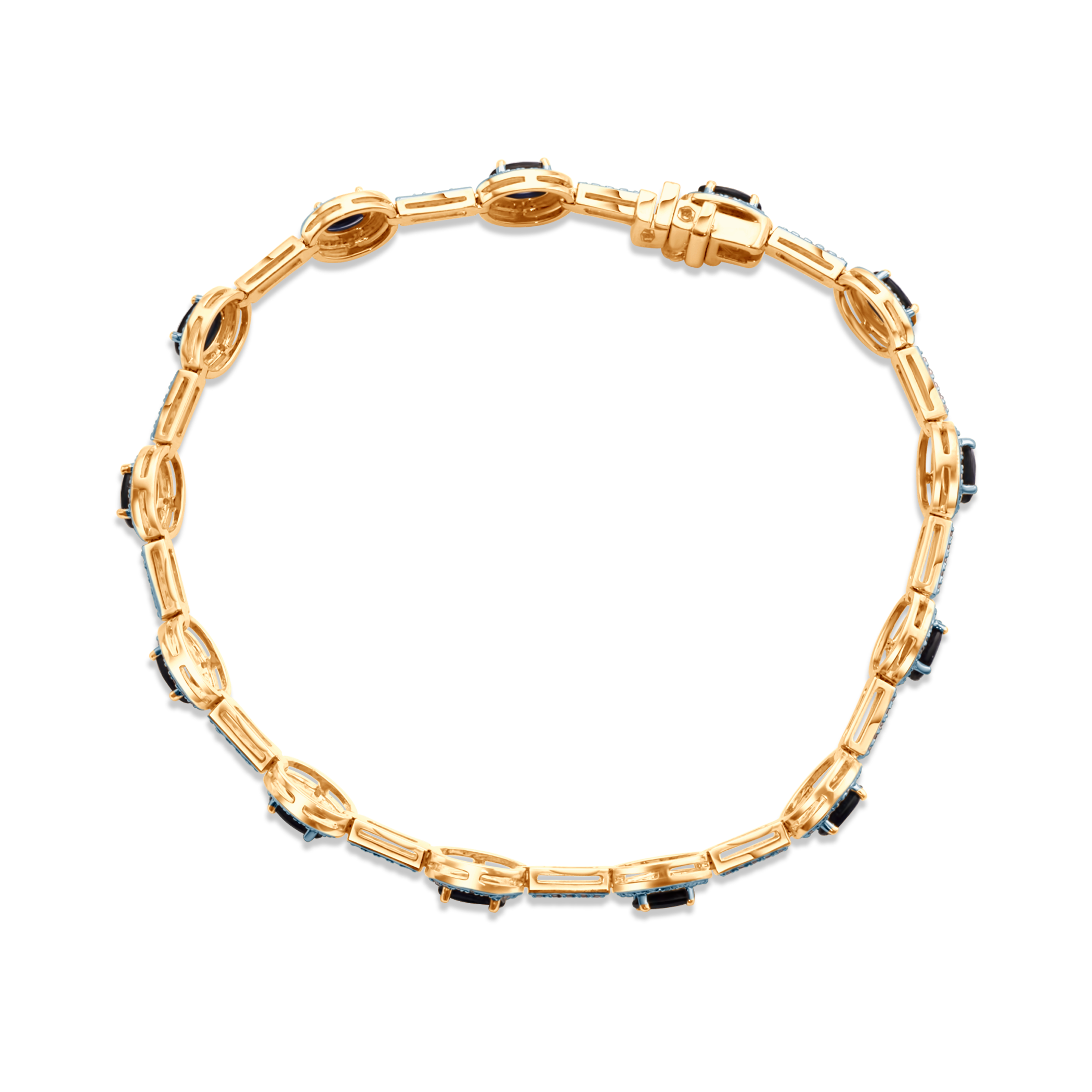 Armband Savicki: zweifarbiges Gold, blaue Saphire, Diamanten