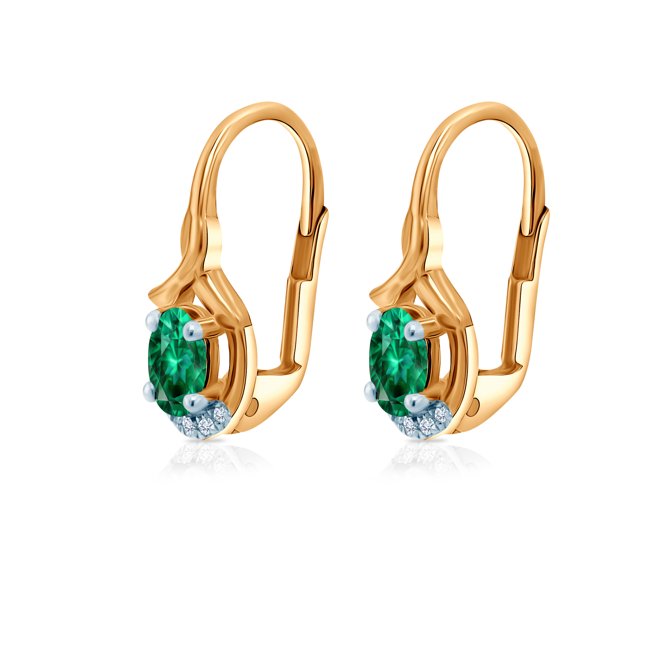 Ohrringe Savicki: zweifarbiges Gold, Smaragde, Diamanten