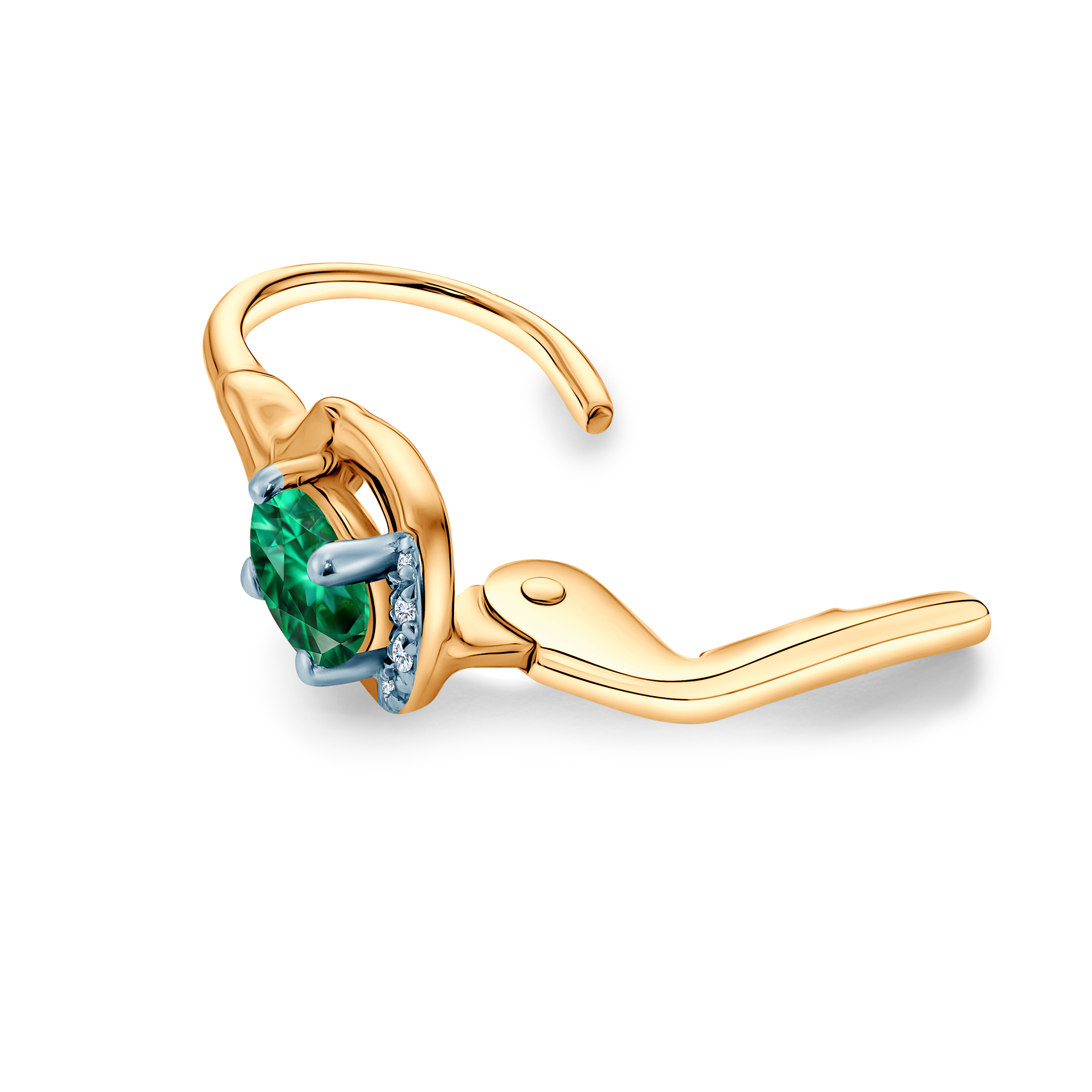 Ohrringe Savicki: zweifarbiges Gold, Smaragde, Diamanten