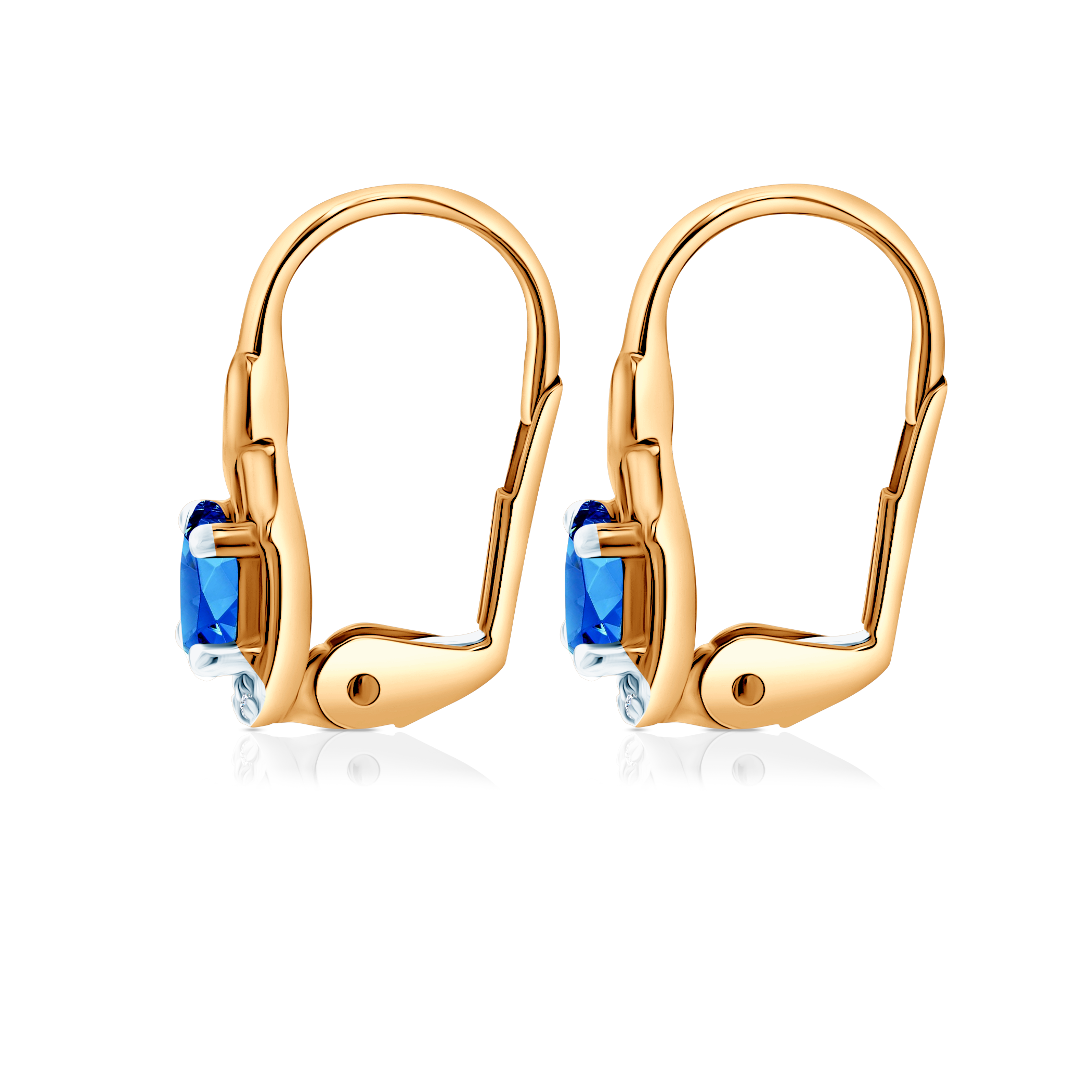 Kolczyki Savicki: dwukolorowe złoto, niebieskie szafiry, diamenty - 5