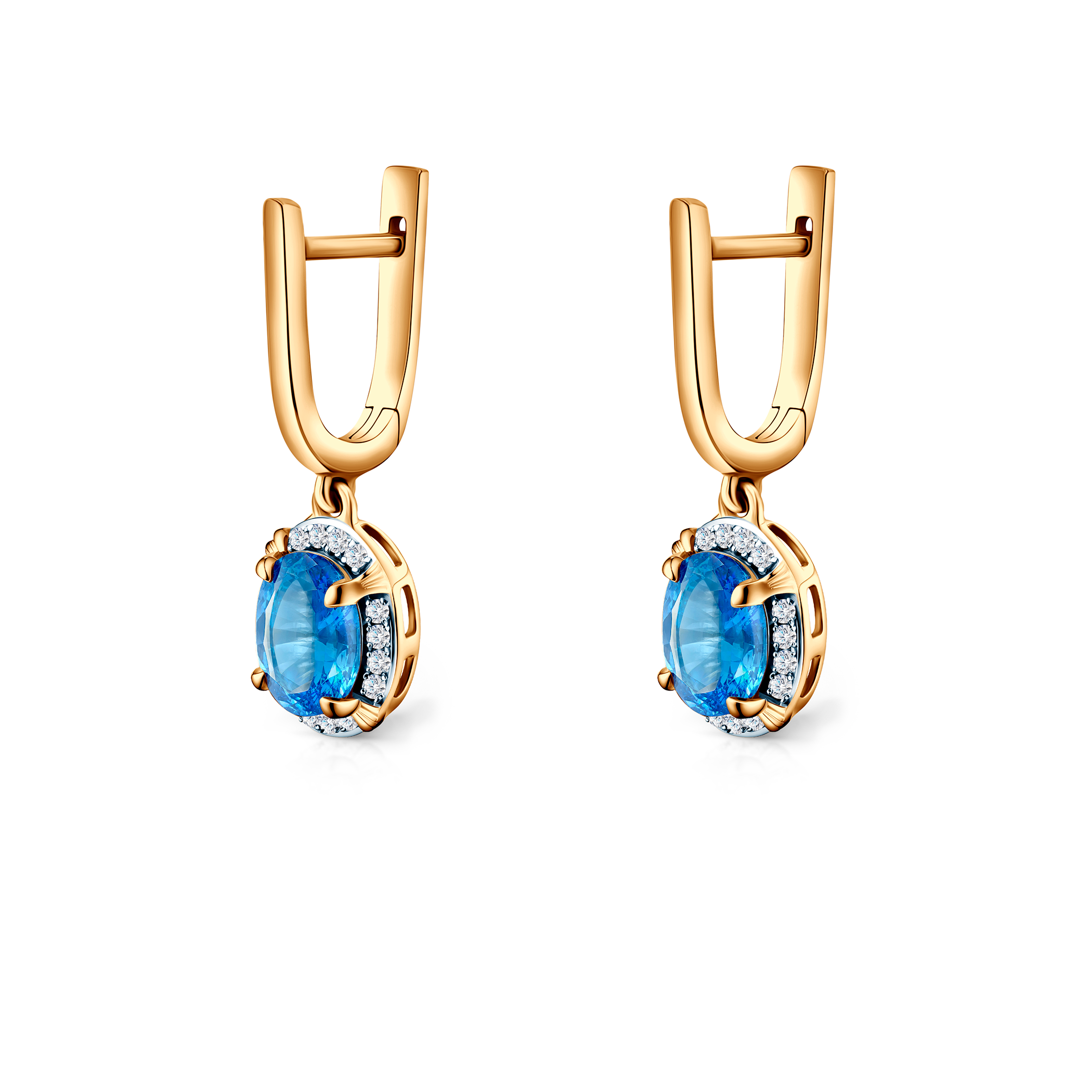 Kolczyki Savicki: dwukolorowe złoto, topazy, diamenty - 3