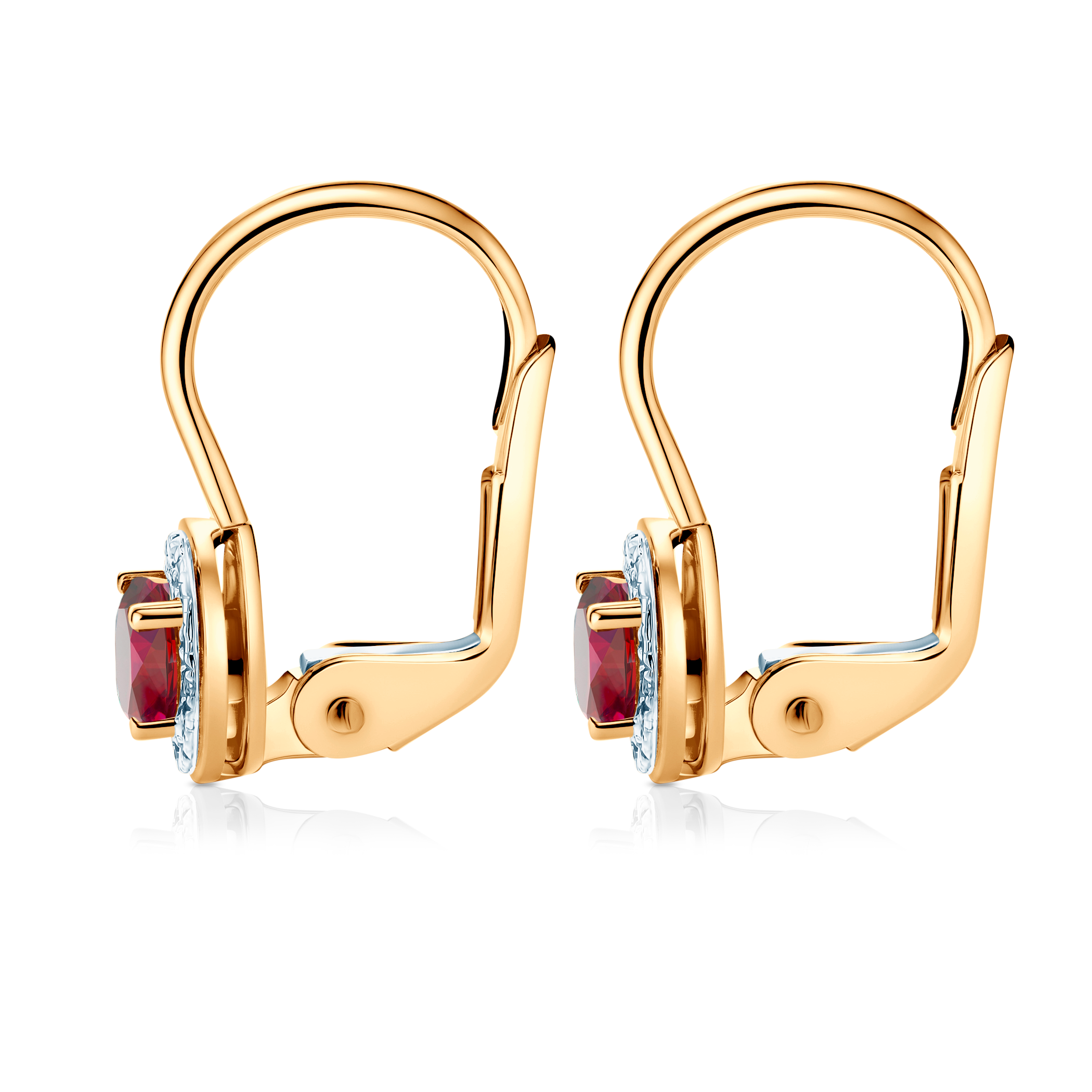 Ohrringe Savicki: zweifarbiges Gold, Rubine, Diamanten - 5