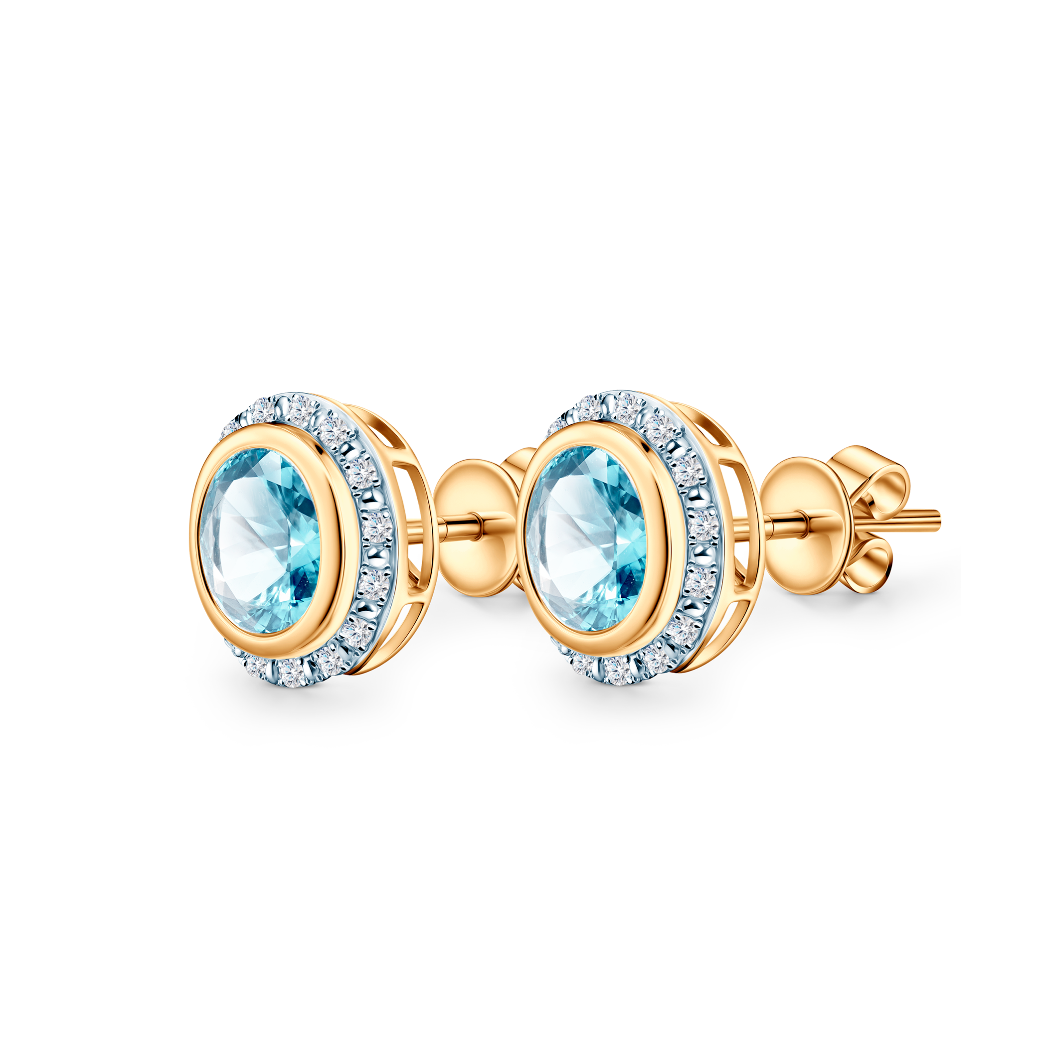 Ohrringe Savicki: zweifarbiges Gold, Topase, Diamanten - 3