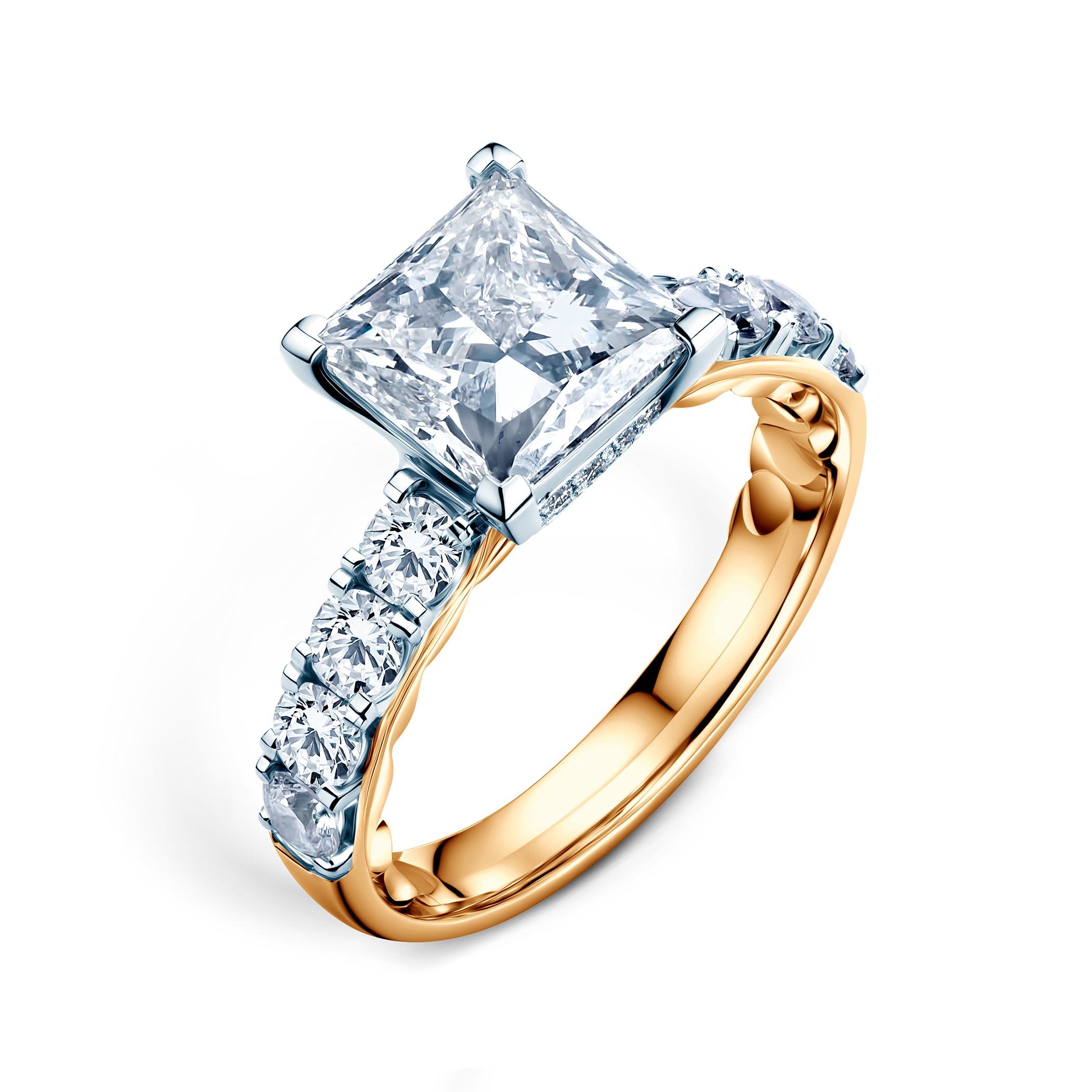 Verlobungsring SAVICKI: zweifarbiges Gold, Labordiamanten