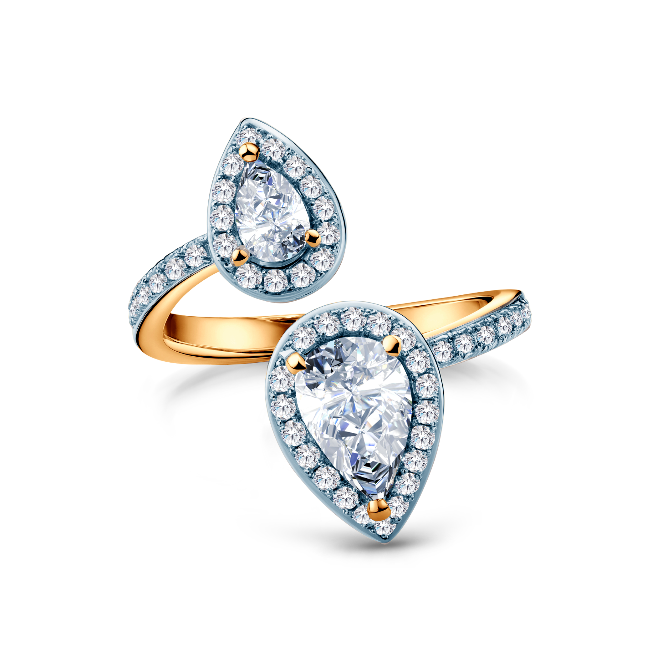 Pierścionek zaręczynowy SAVICKI: dwukolorowe złoto, diamenty laboratoryjne