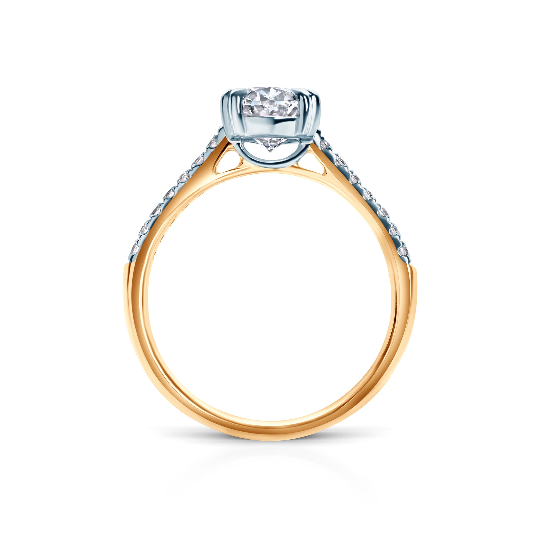 Verlobungsring SAVICKI: zweifarbiges Gold, Labordiamant