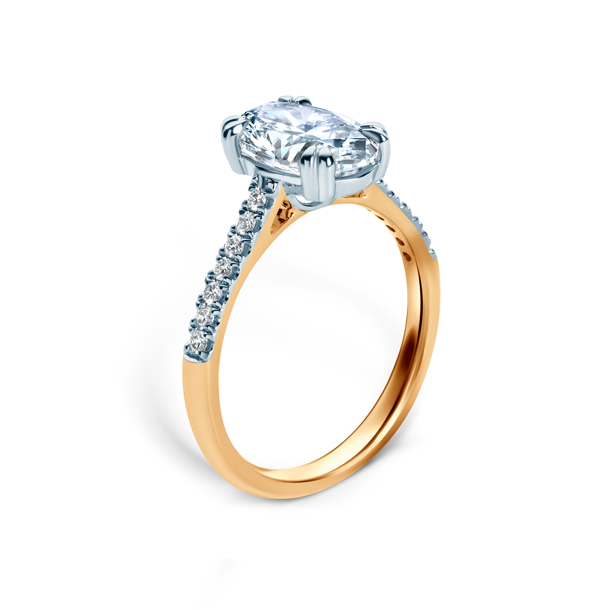 Verlobungsring SAVICKI: zweifarbiges Gold, Labordiamant