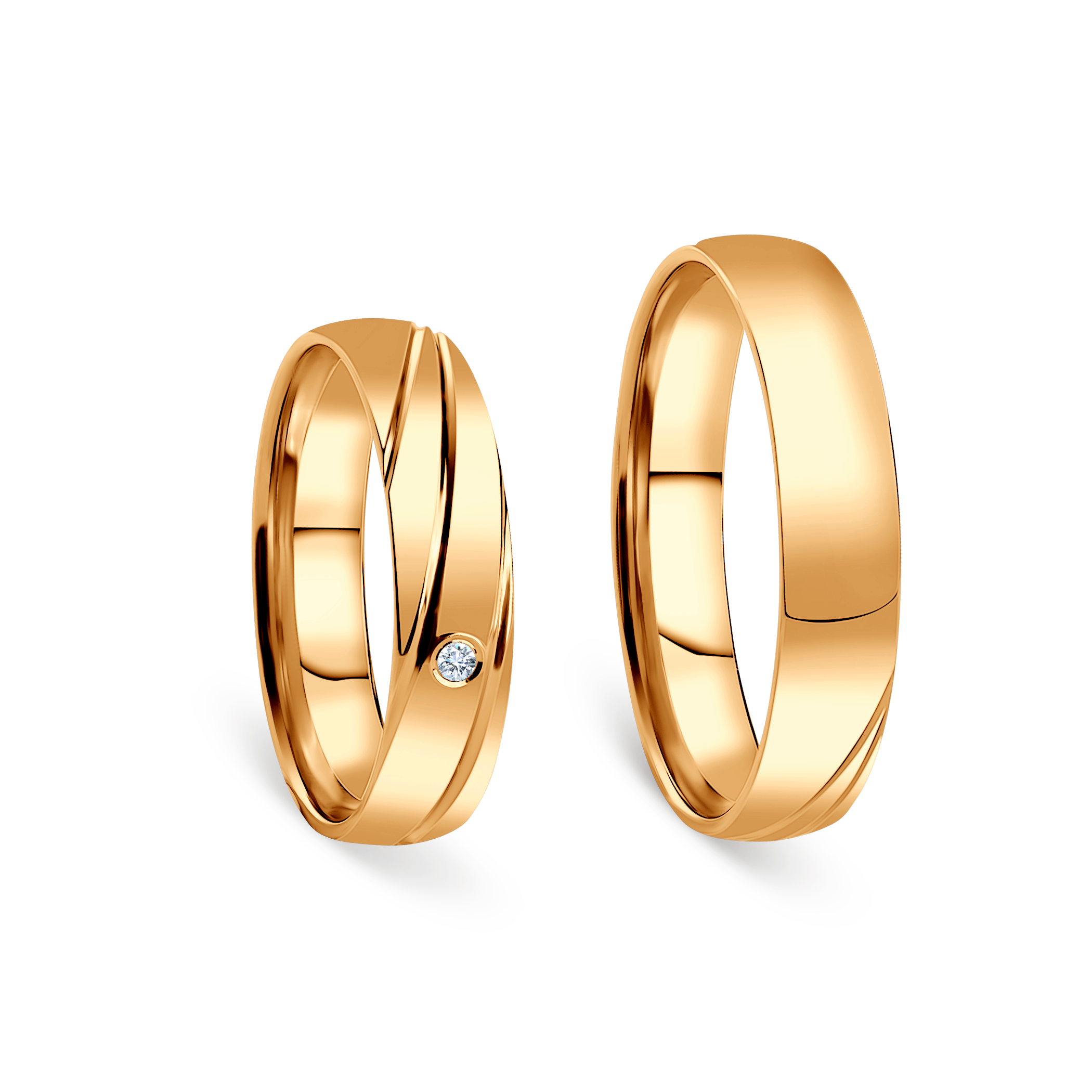 Obrączki ślubne: żółte złoto, półokrągłe, 4,5 mm