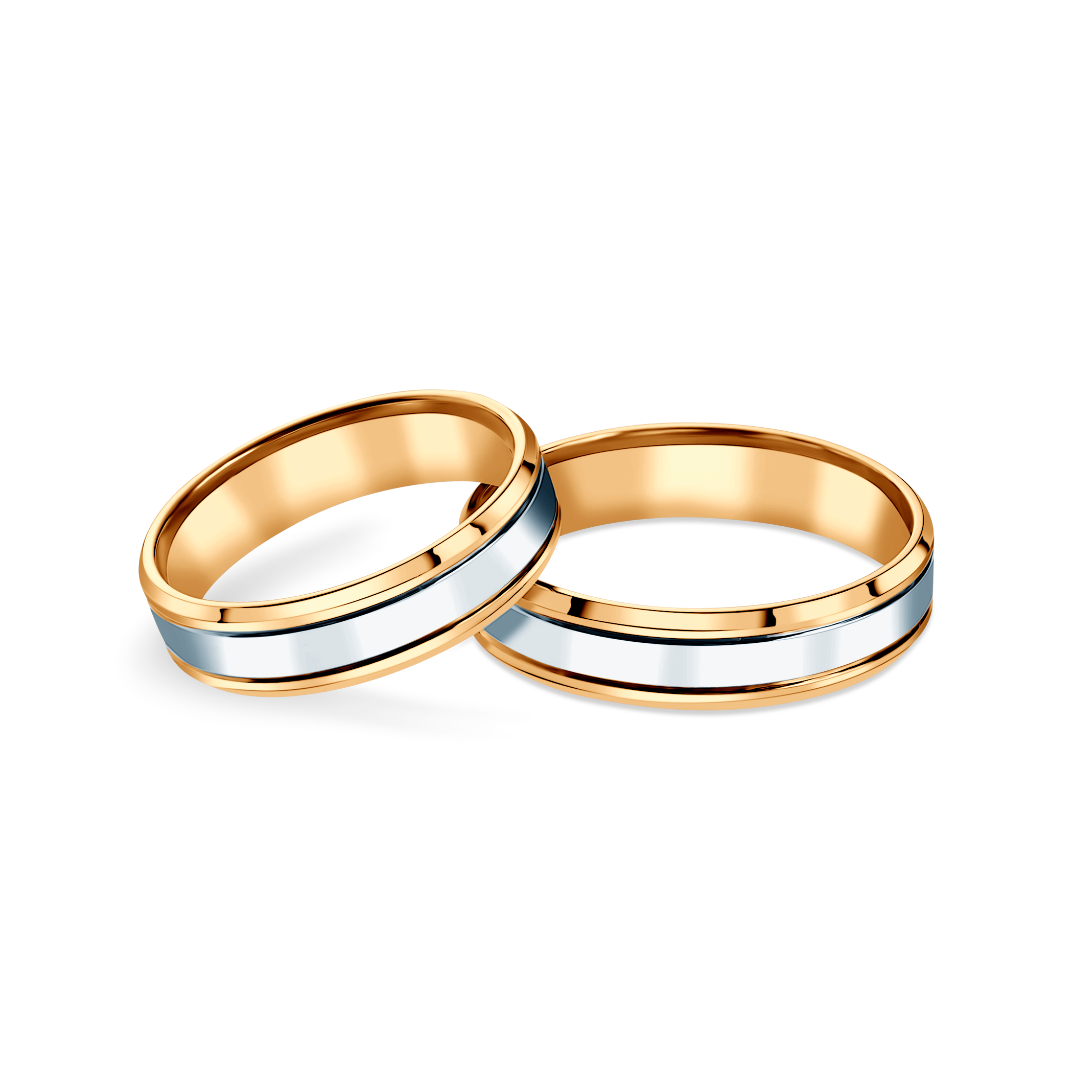 Obrączki ślubne: dwukolorowe złoto, fazowane, 5 mm